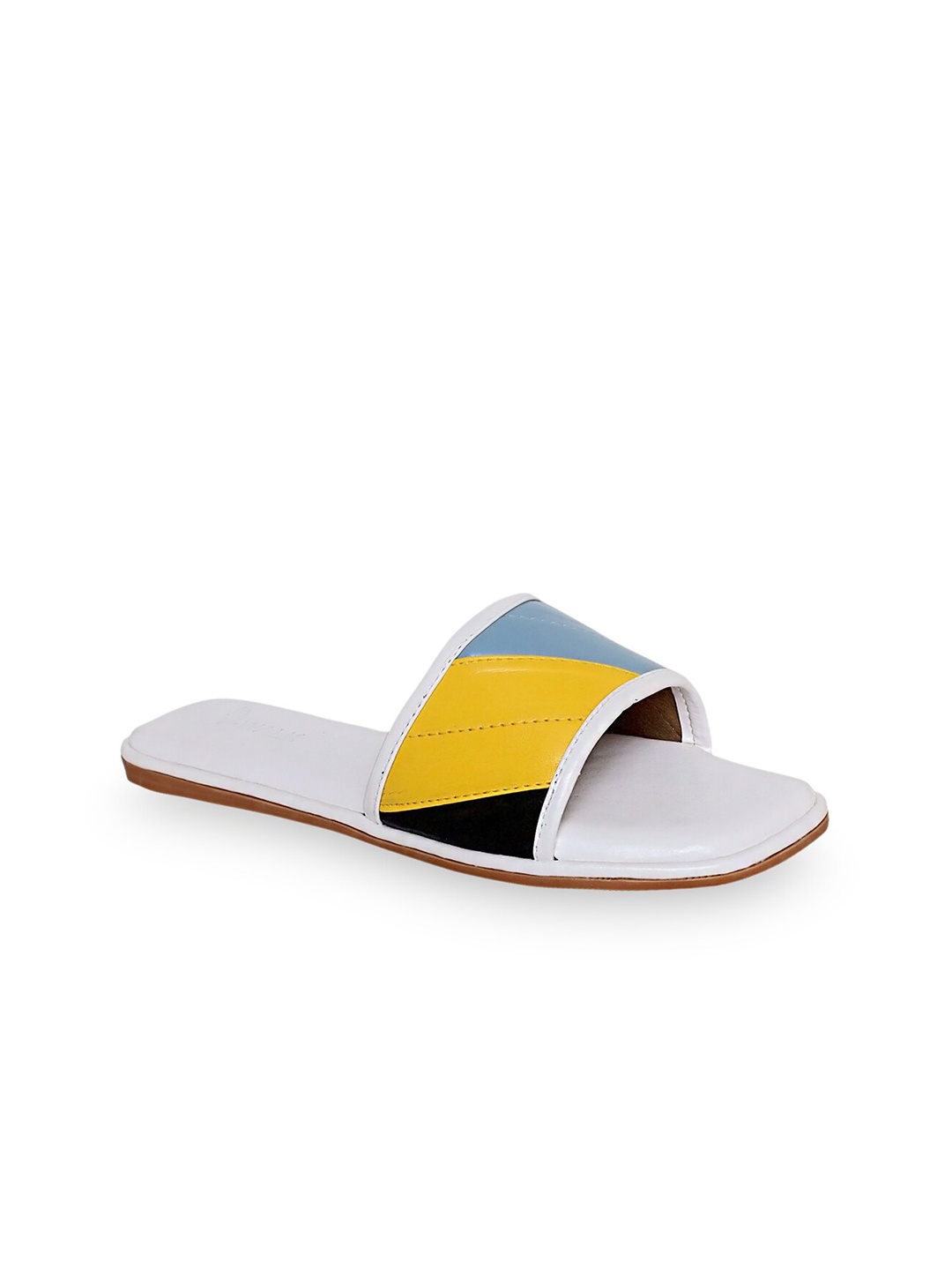 

V-WALK Colourblocked Open Toe Flats, White