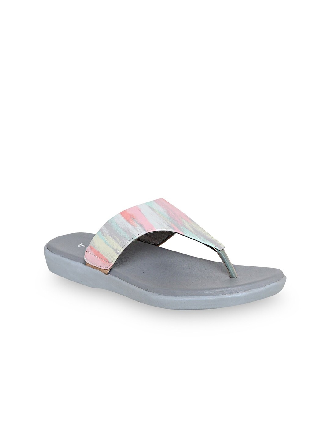 

V-WALK Women Printed Thong Flip-Flops, Grey