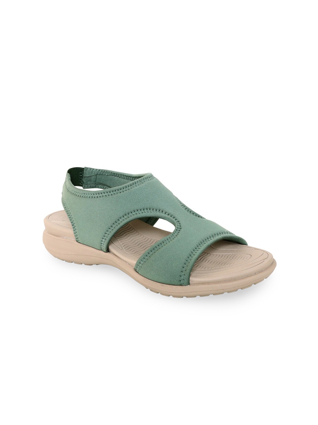 

V-WALK Open Toe Flats With Backstrap, Green