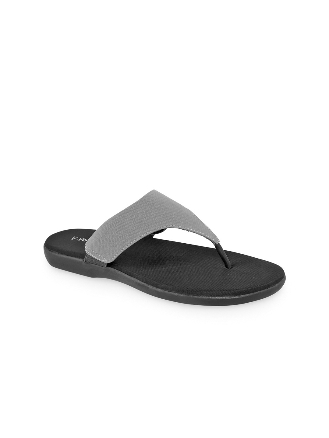 

V-WALK Textured Open Toe Flats, Grey