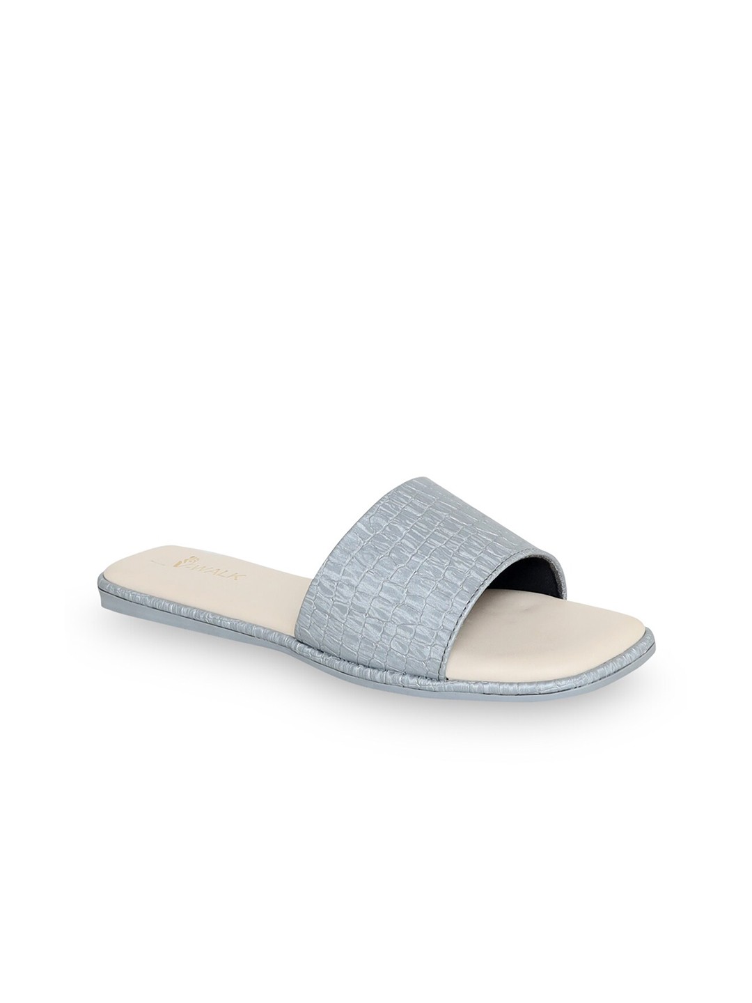 

V-WALK Textured Open Toe Flats, Grey