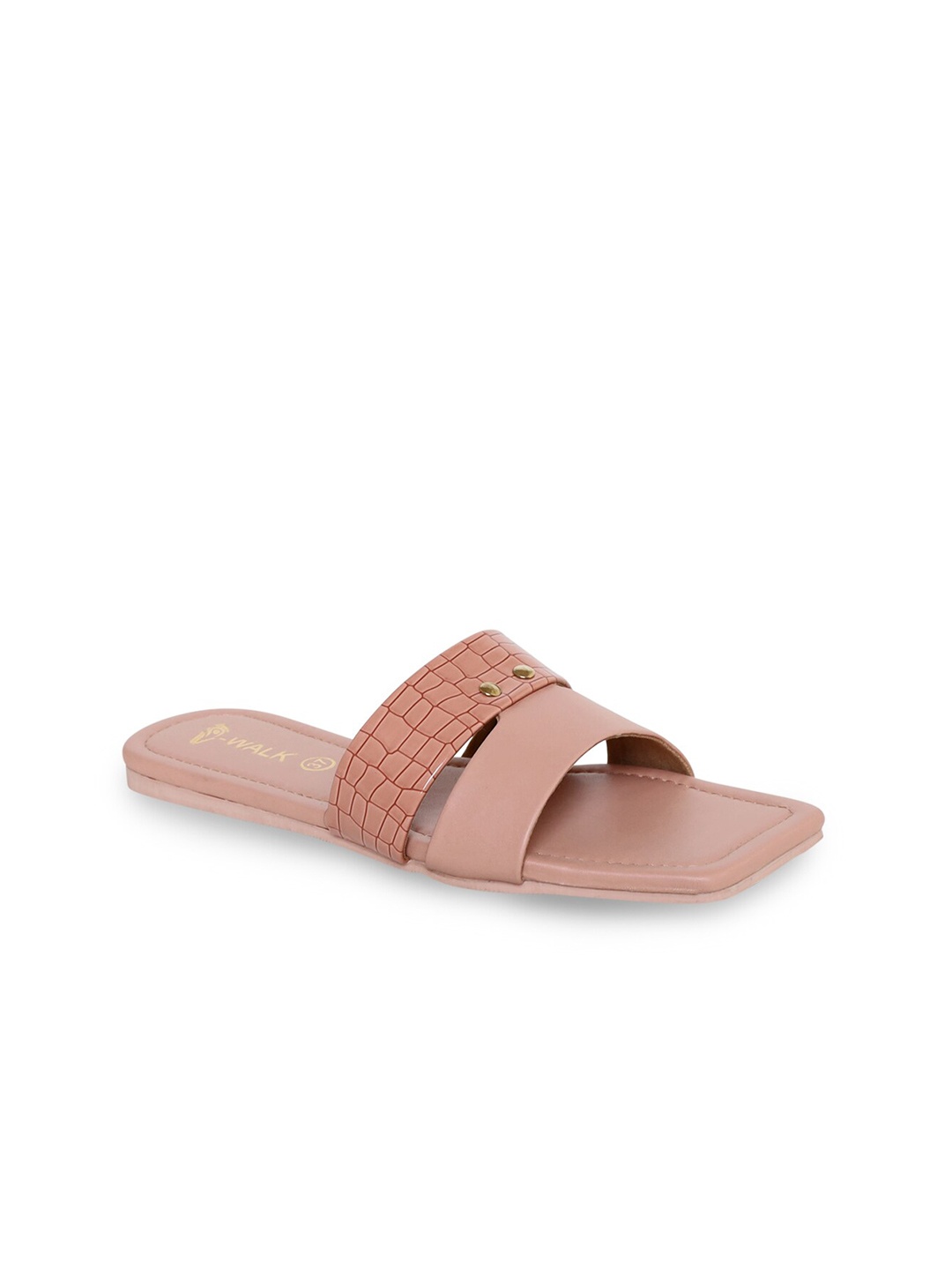 

V-WALK Textured Open Toe Flats, Peach