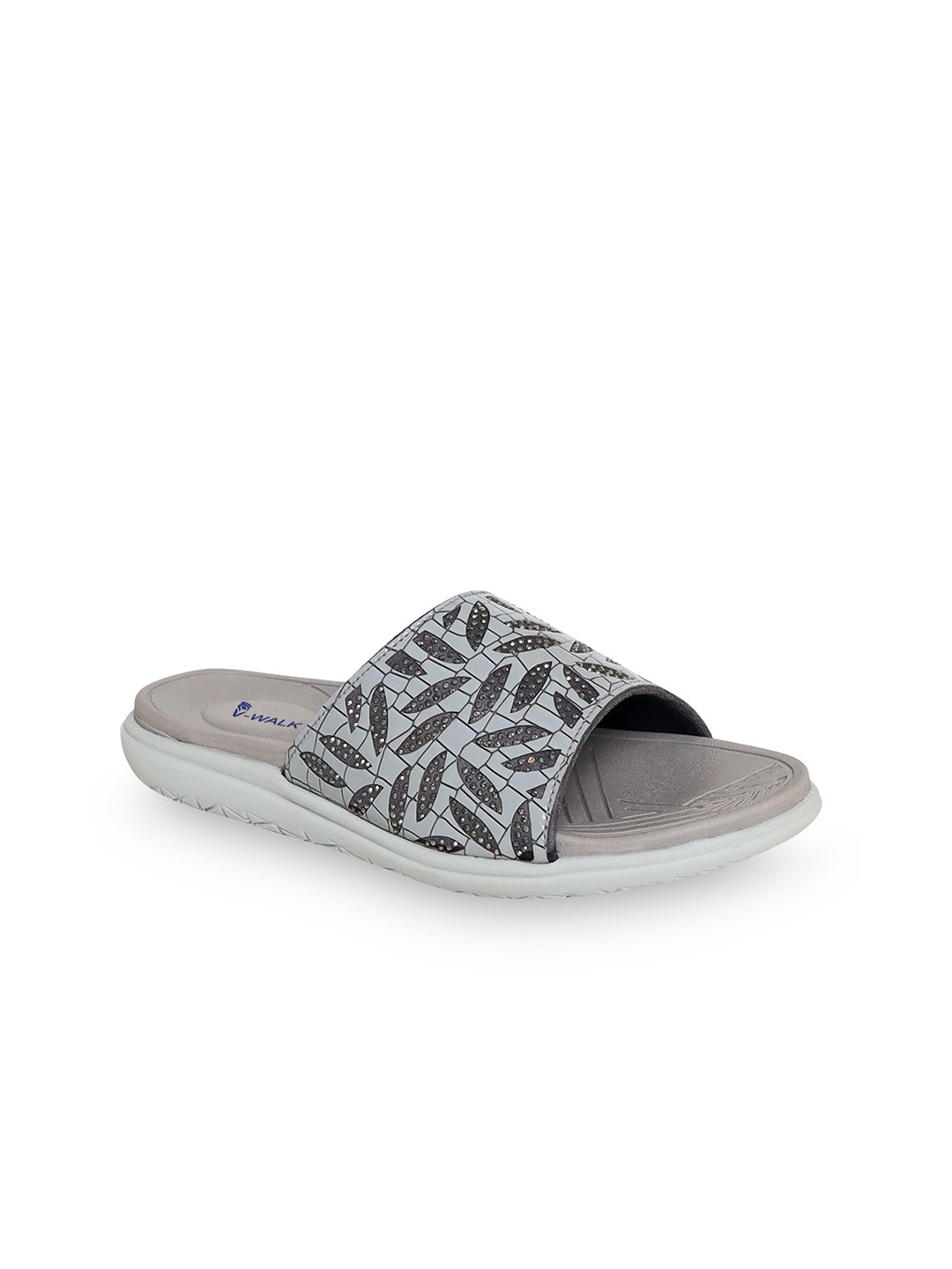 

V-WALK Embellished Open Toe Flats, Grey