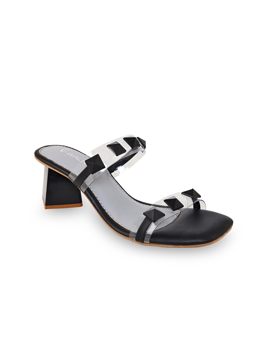 

V-WALK Textured Block Sandals, Black