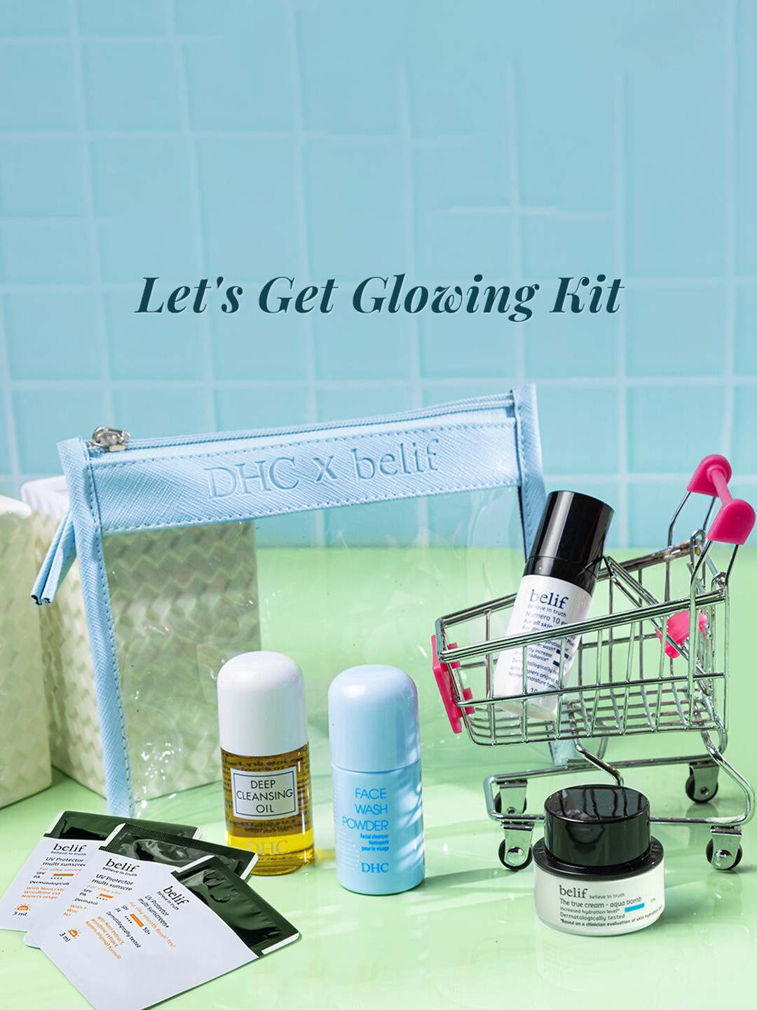 

DHC Set Of 5 Beauty-Belif Lets Get Glowing Kit, White