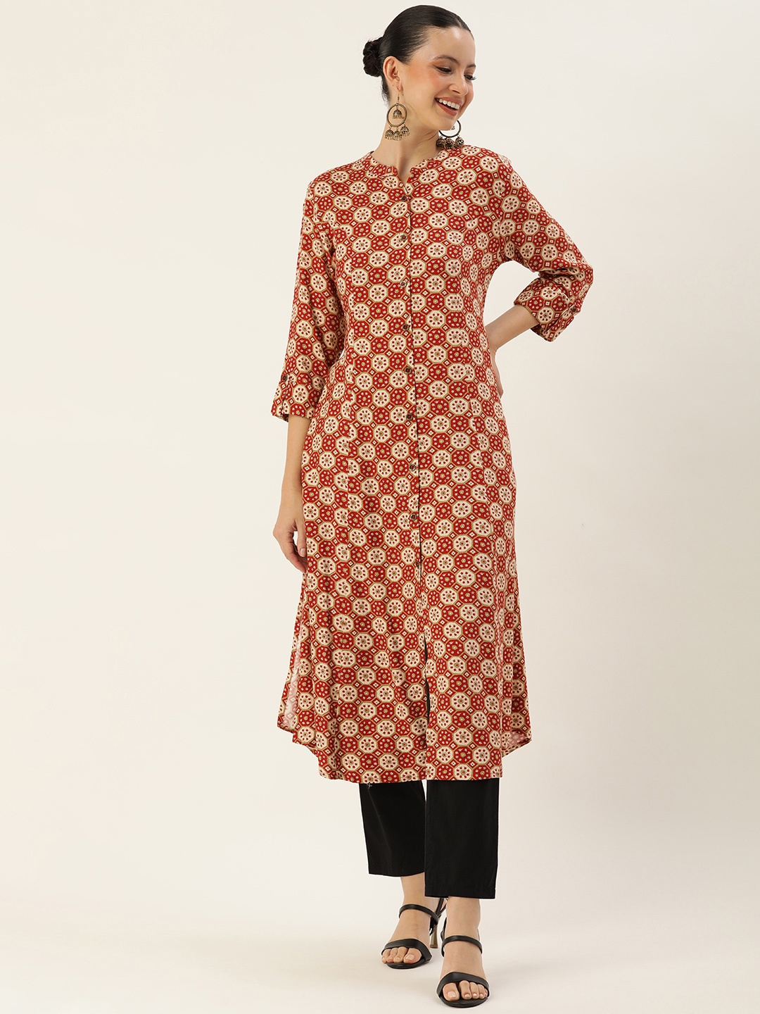 

AMUKTI Women Ethnic Motifs Printed Kurta, Red