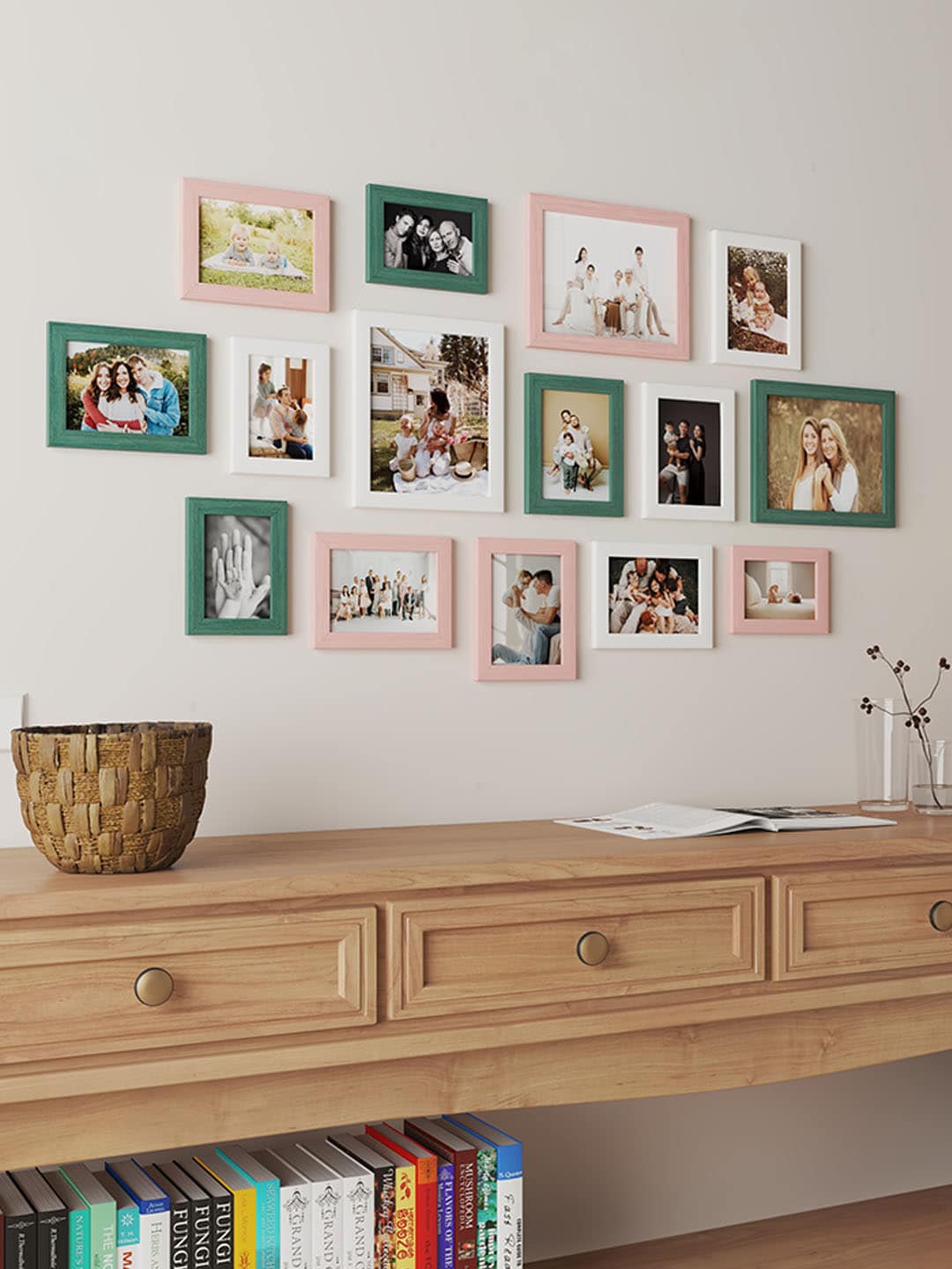 

Art Street Pink & Green 15 Pieces Wooden Photo Frames