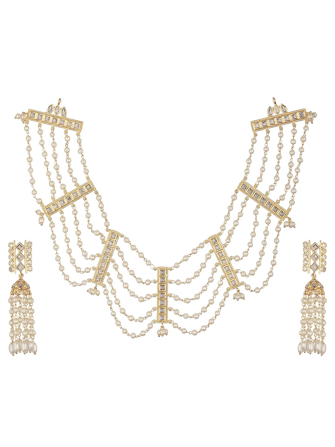 

Saraf RS Jewellery Gold-Plated Pearl Beaded Jewellery Set