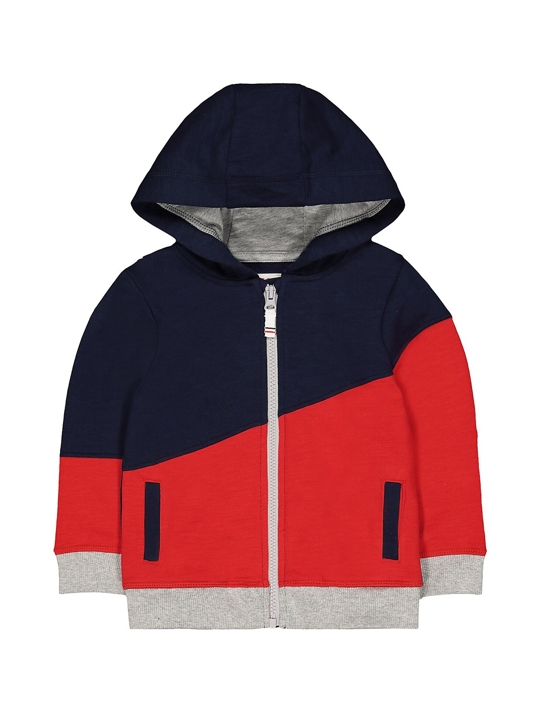 

mothercare Boys Colourblocked Hooded Cotton Sweatshirt, Navy blue
