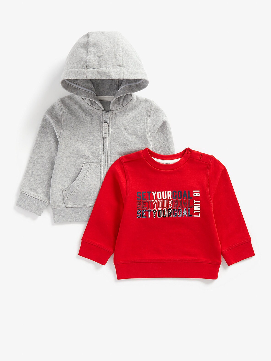 

mothercare Boys Pack Of 2 Printed Cotton Pullover, Grey