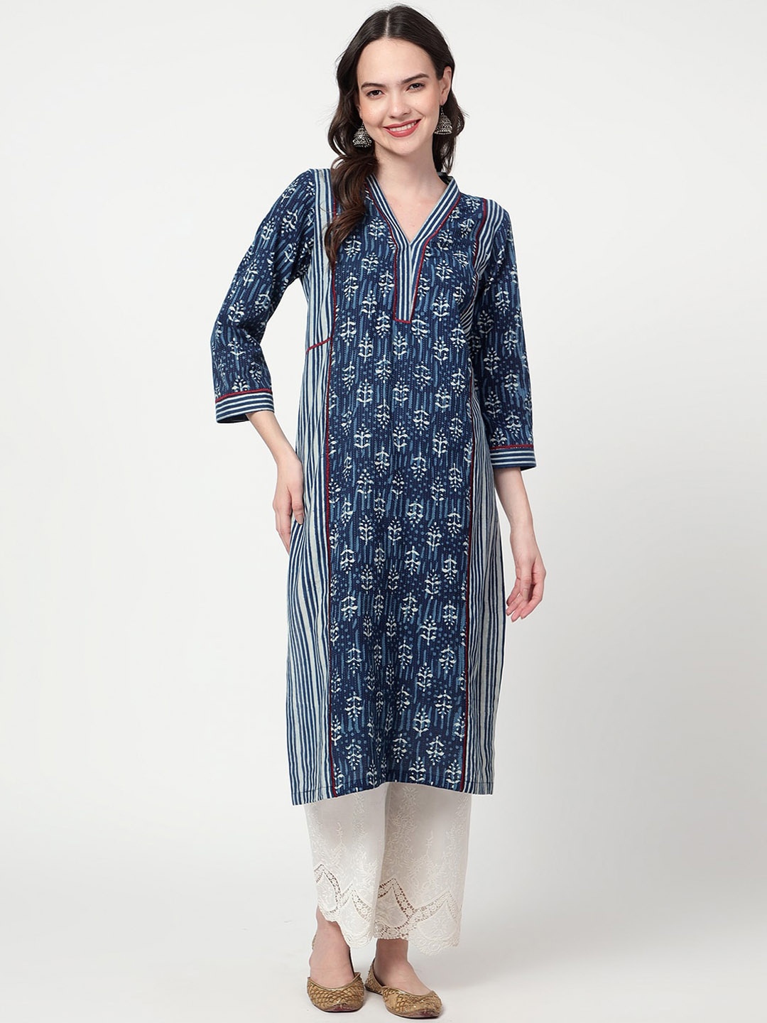 

Spring Soul Abstract Printed Pure Cotton Straight Kurta, Blue