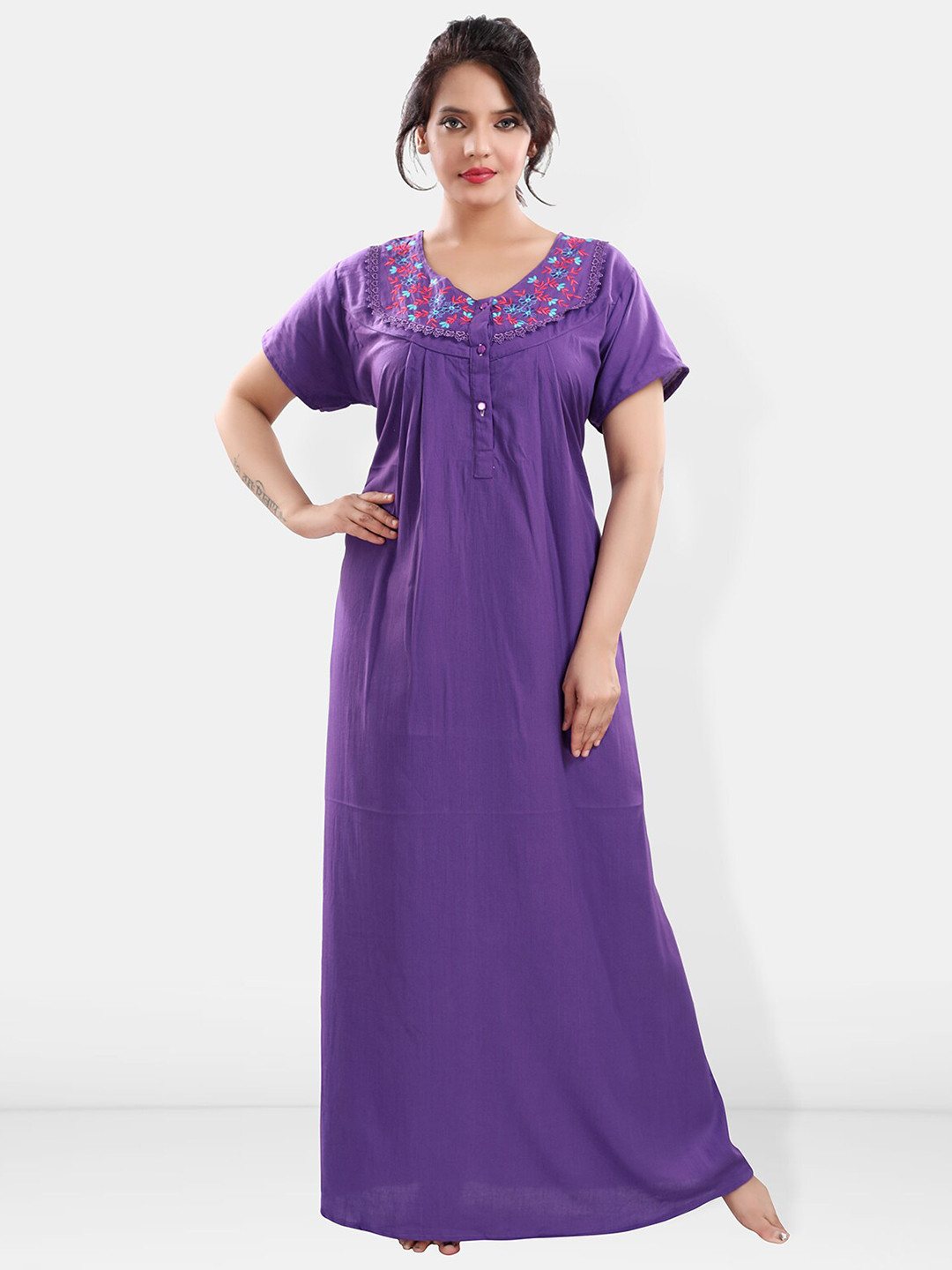 

Be You V Neck Maxi Nightdress, Violet