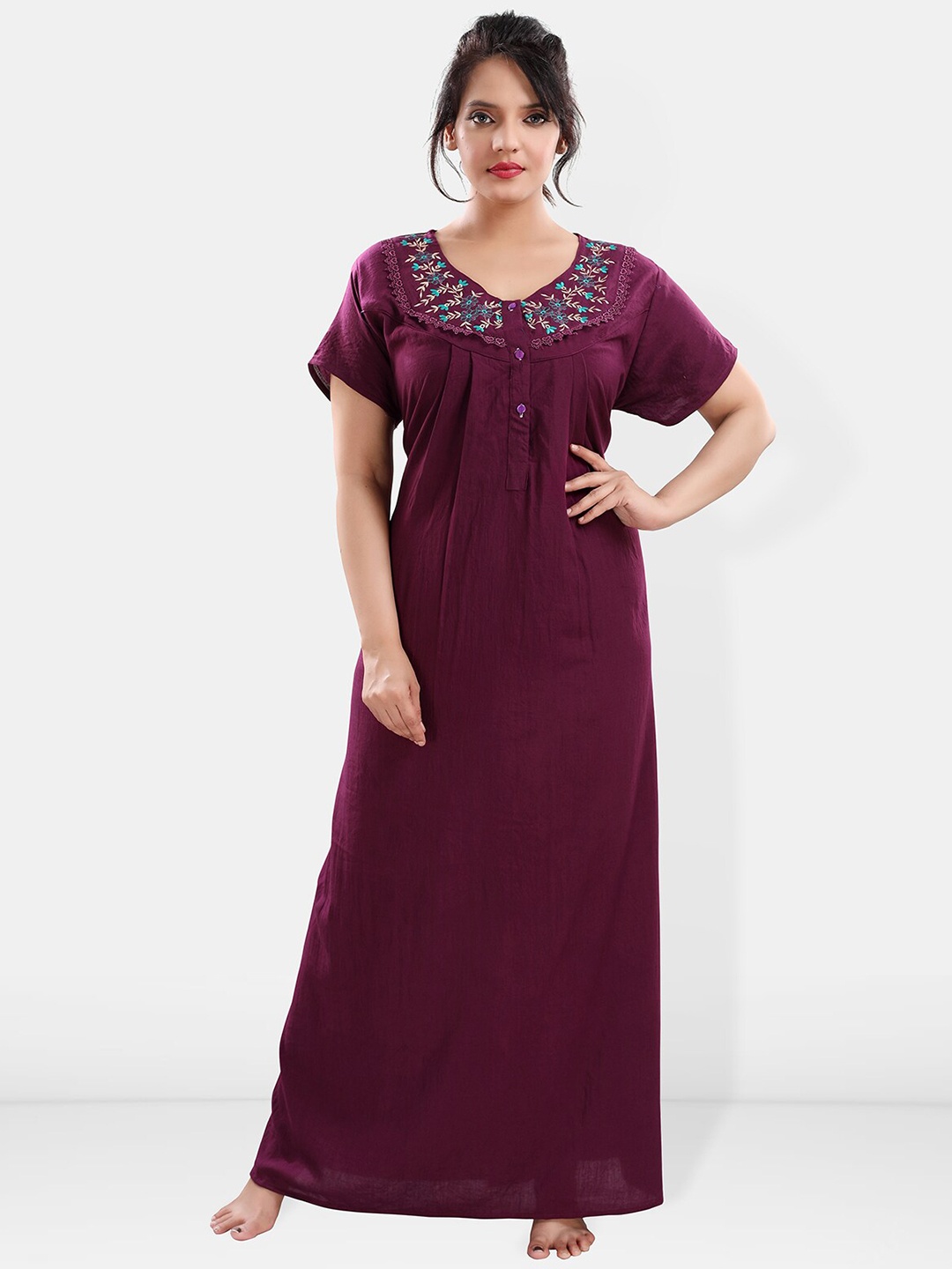 

Be You V-Neck Maxi Sweat Nightdress, Purple