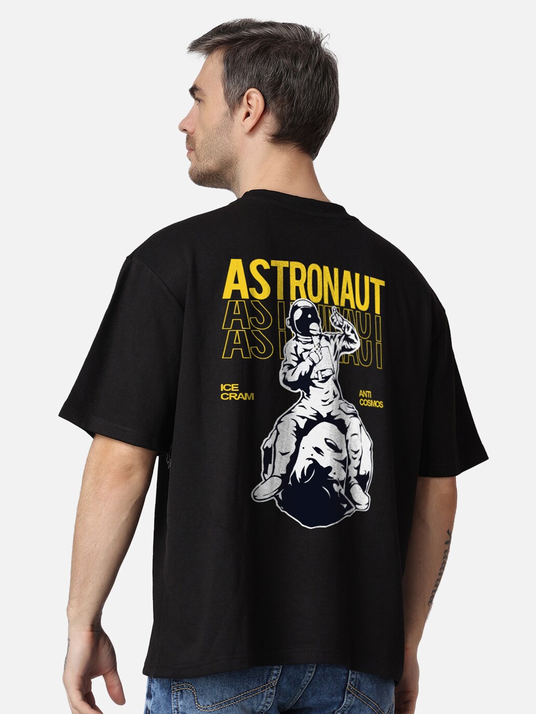 

The Label Bar Graphic Printed Oversized Cotton T-shirt, Black