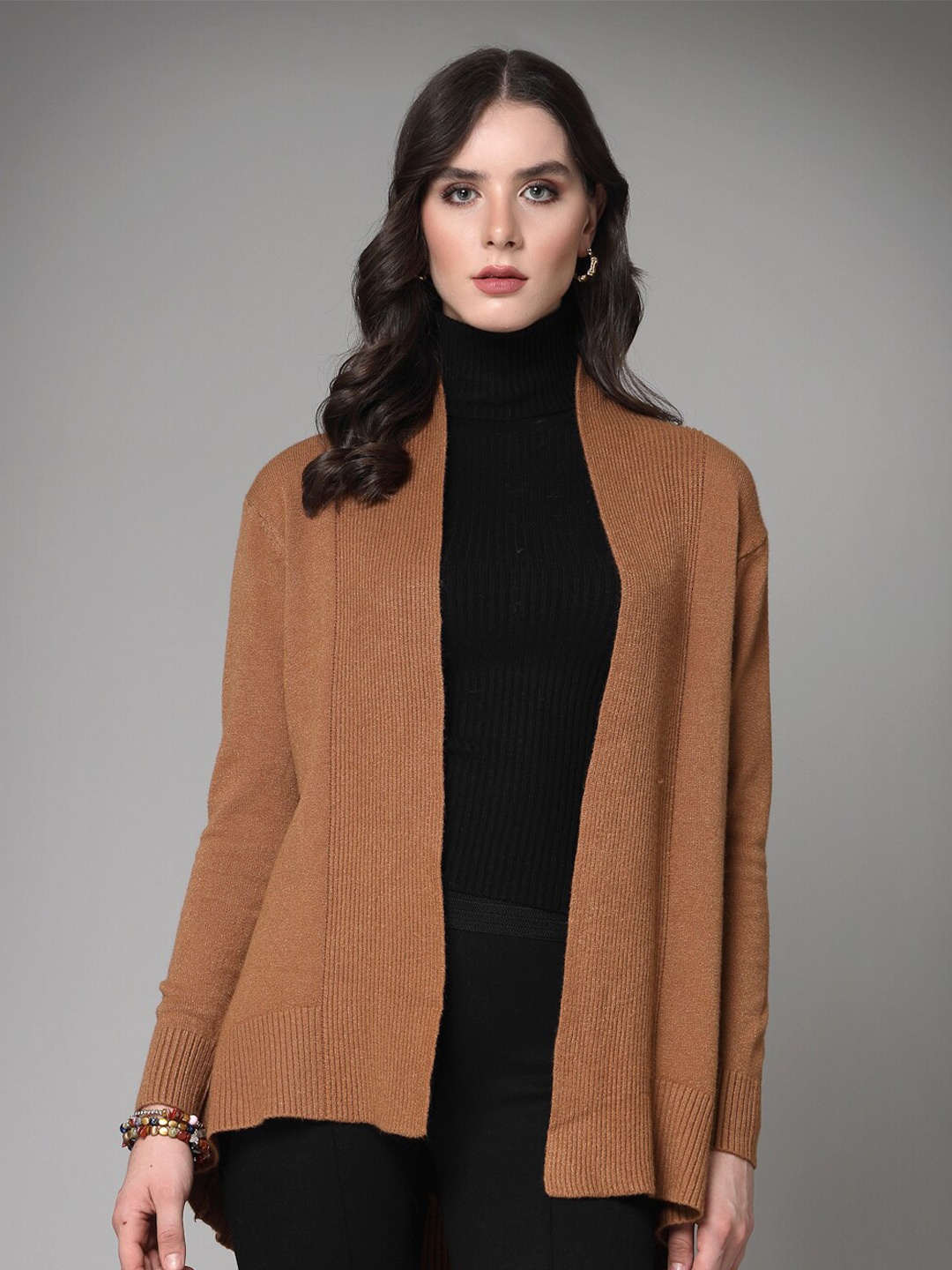 

Mafadeny Open Front Longline Shrug, Khaki