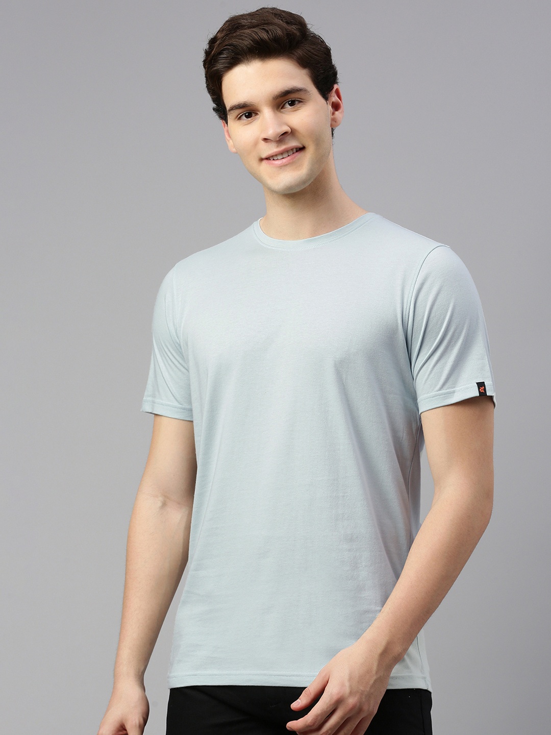 

Bareblow Round Neck Cotton Half Sleeve T-Shirt, Turquoise blue