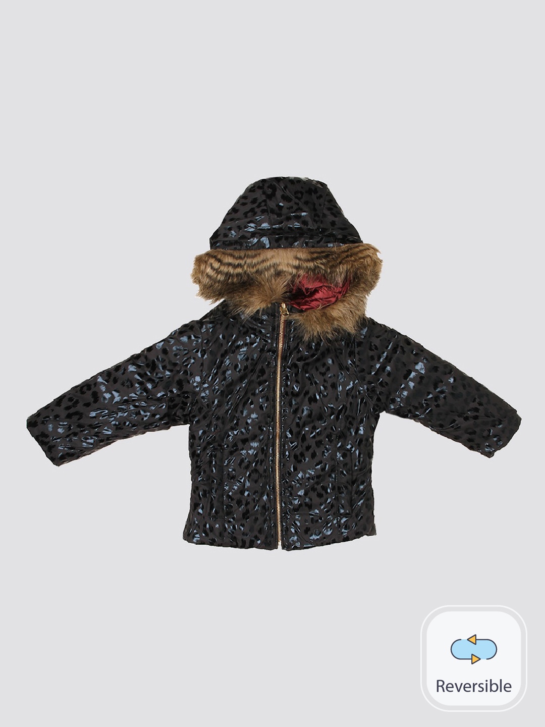 

mothercare Girls Reversible Hooded Puffer Jacket, Maroon