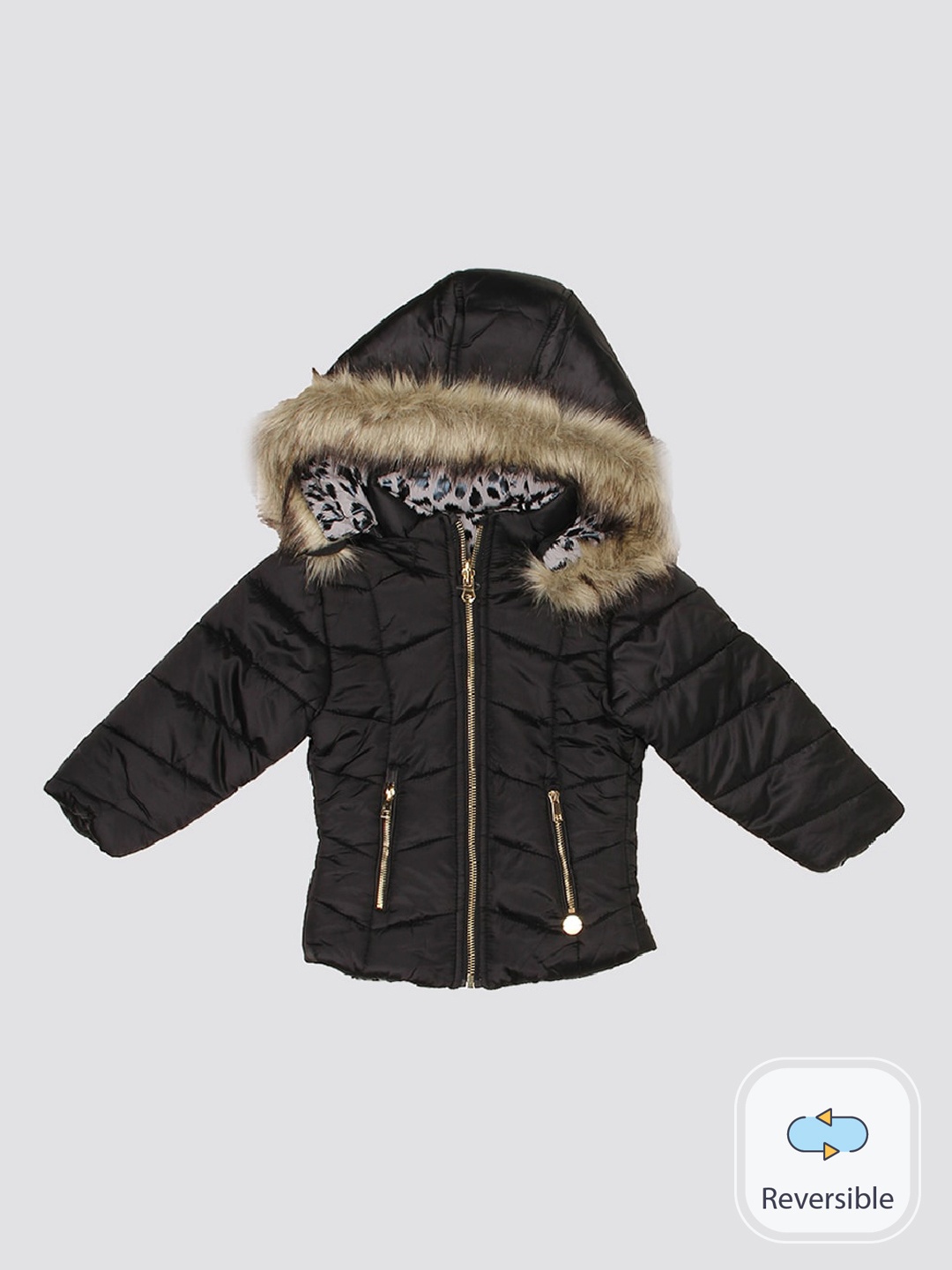 

mothercare Girls Hooded Parka Jacket, Black