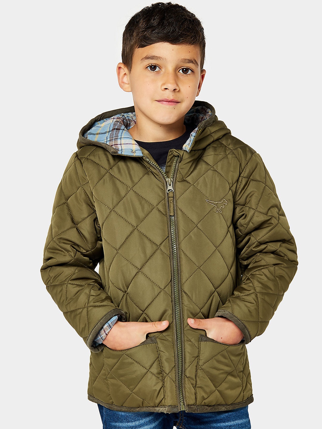 

mothercare Boys Quilted Hooded Jacket, Green