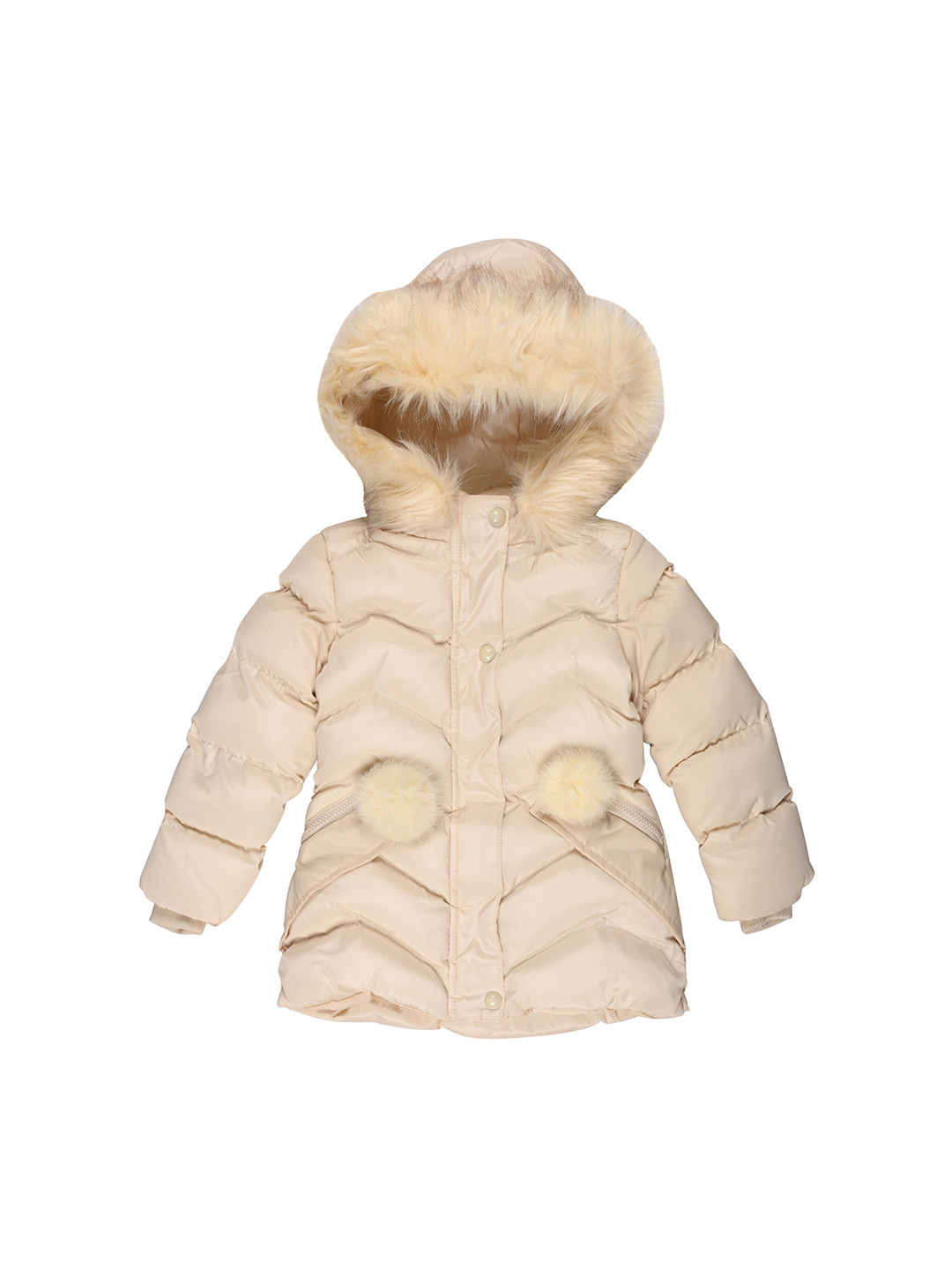 

mothercare Girls Faux Fur Trim Hooded Puffer Jacket, Cream