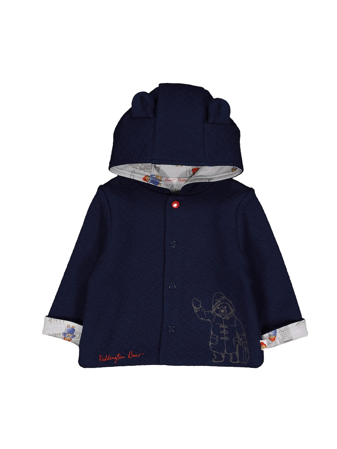 

mothercare Boys Self Design Embroidered Hooded Cotton Tailored Jacket, Navy blue