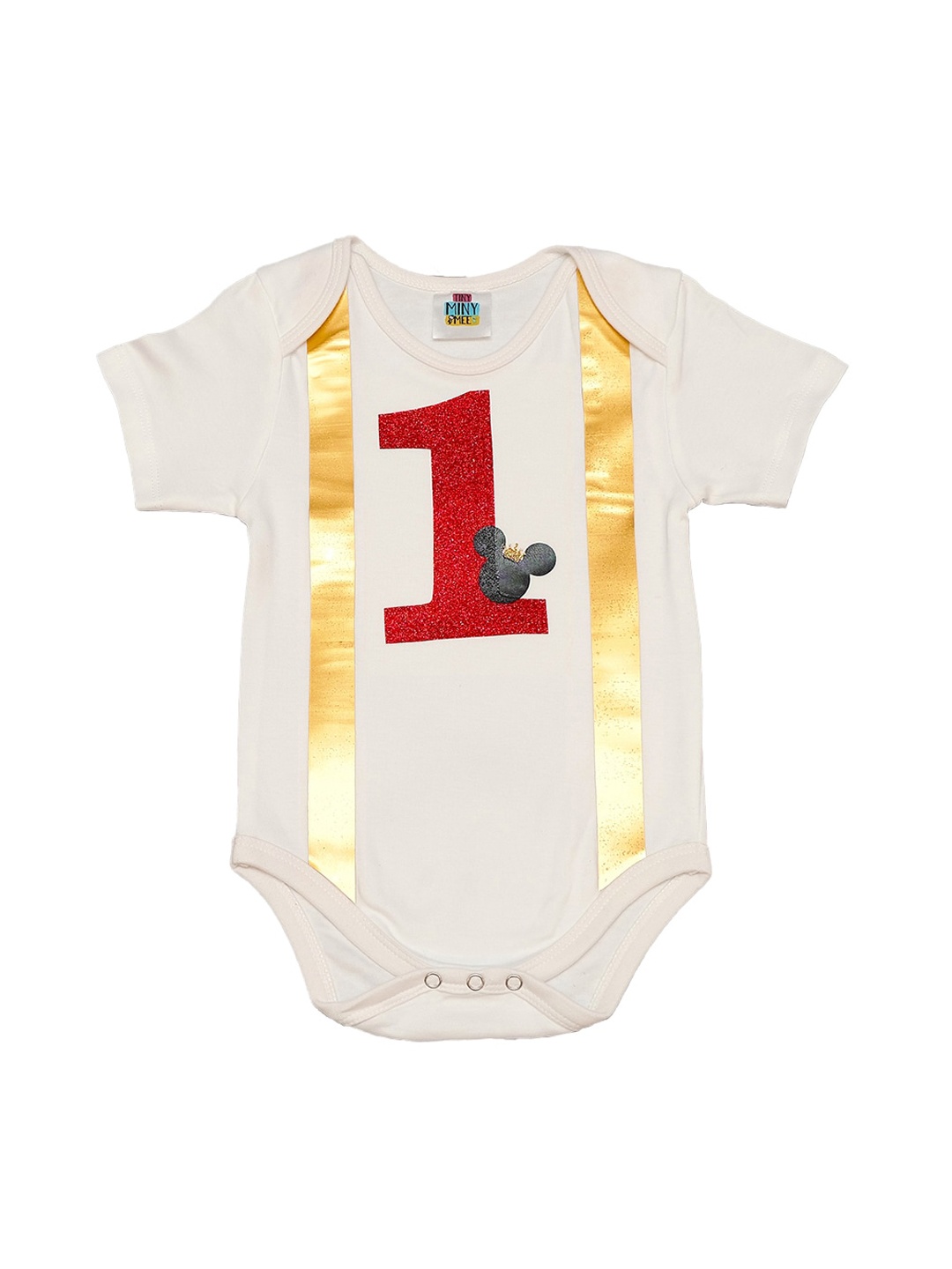 

TINY MINY ME Infant Boys Typography Printed Cotton Bodysuit, White