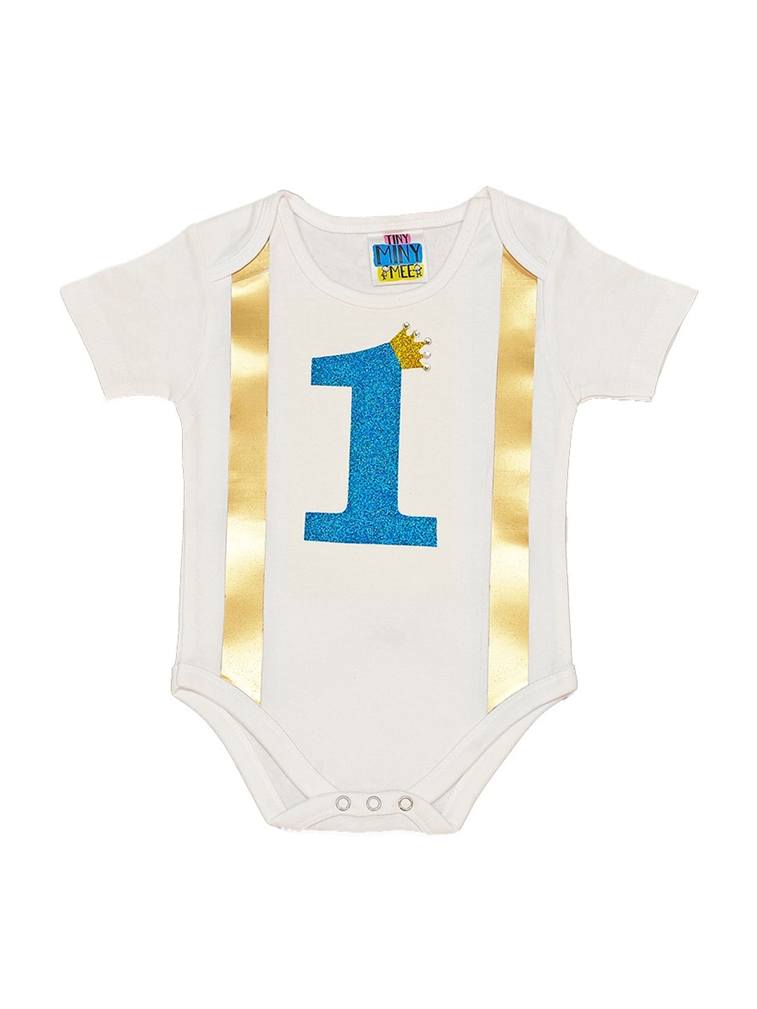 

TINY MINY ME Infant Boys Typography Printed Cotton Bodysuit, White