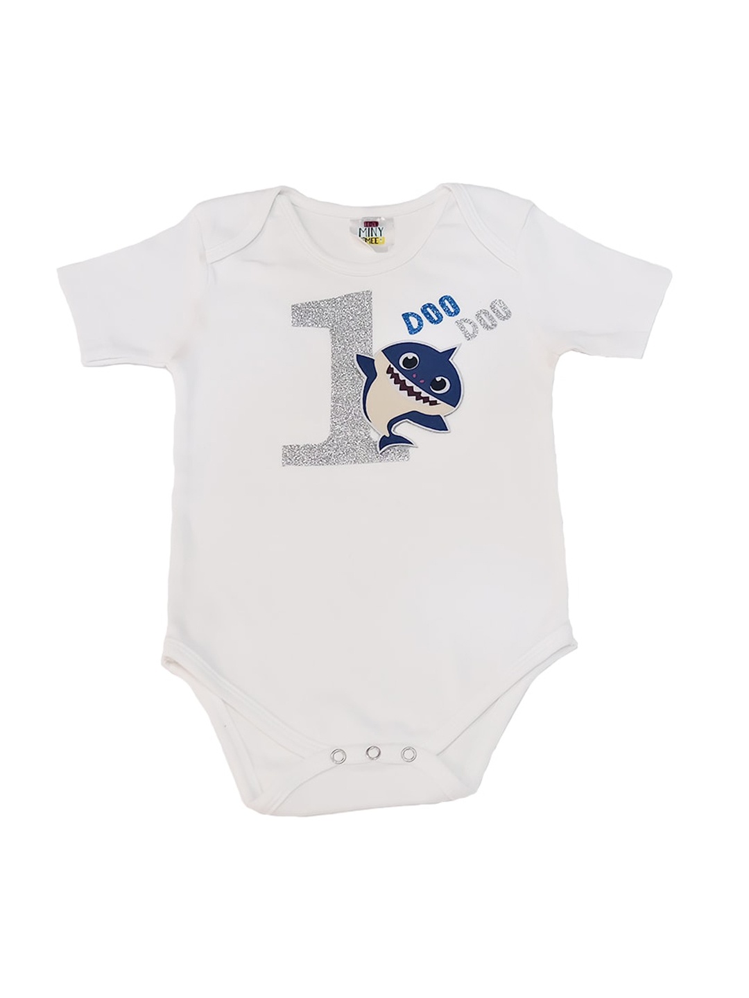 

TINY MINY ME Infant Boys Typography Printed Cotton Bodysuit, White