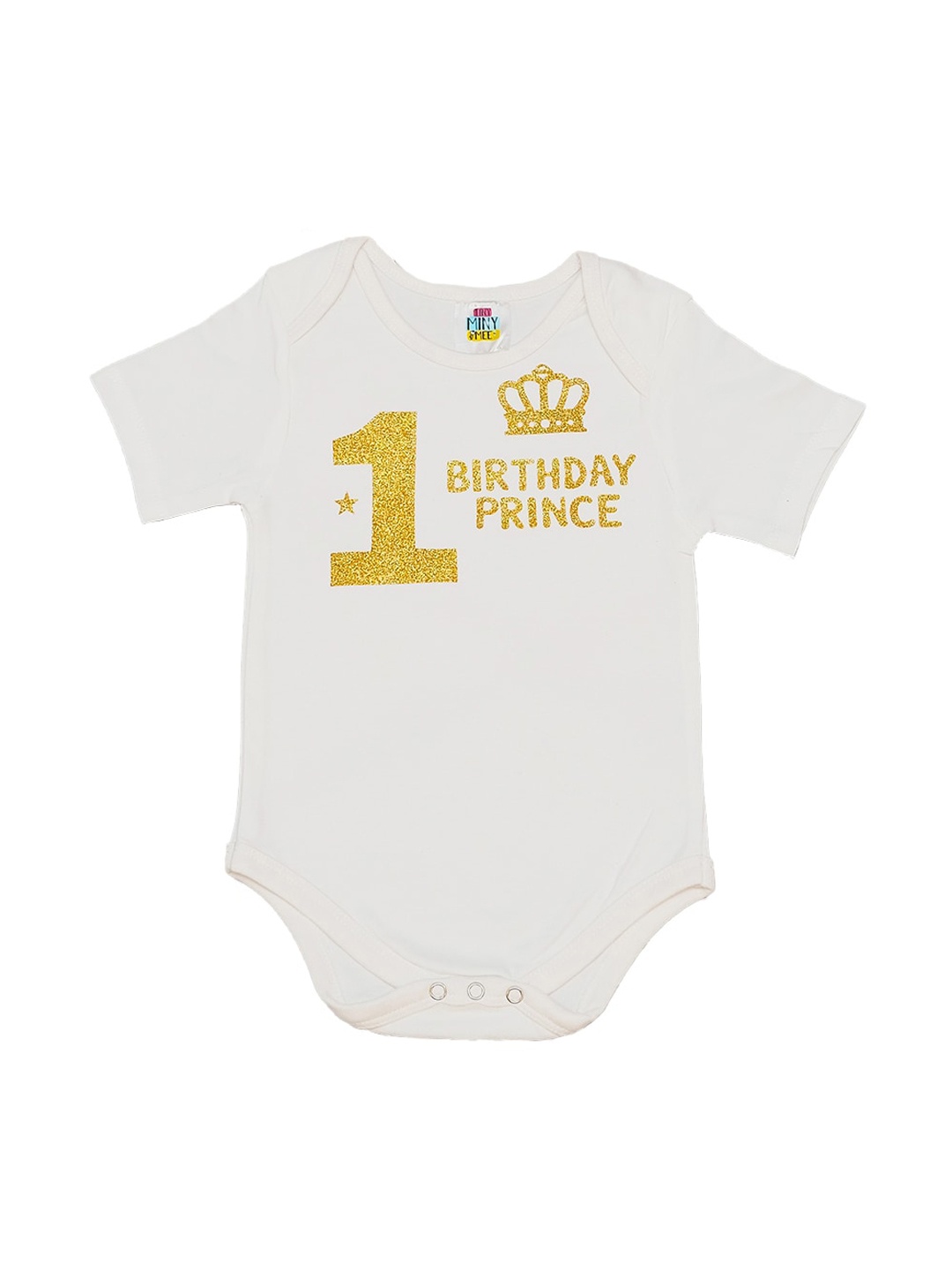 

TINY MINY ME Infant Boys Typography Printed Cotton Bodysuit, White