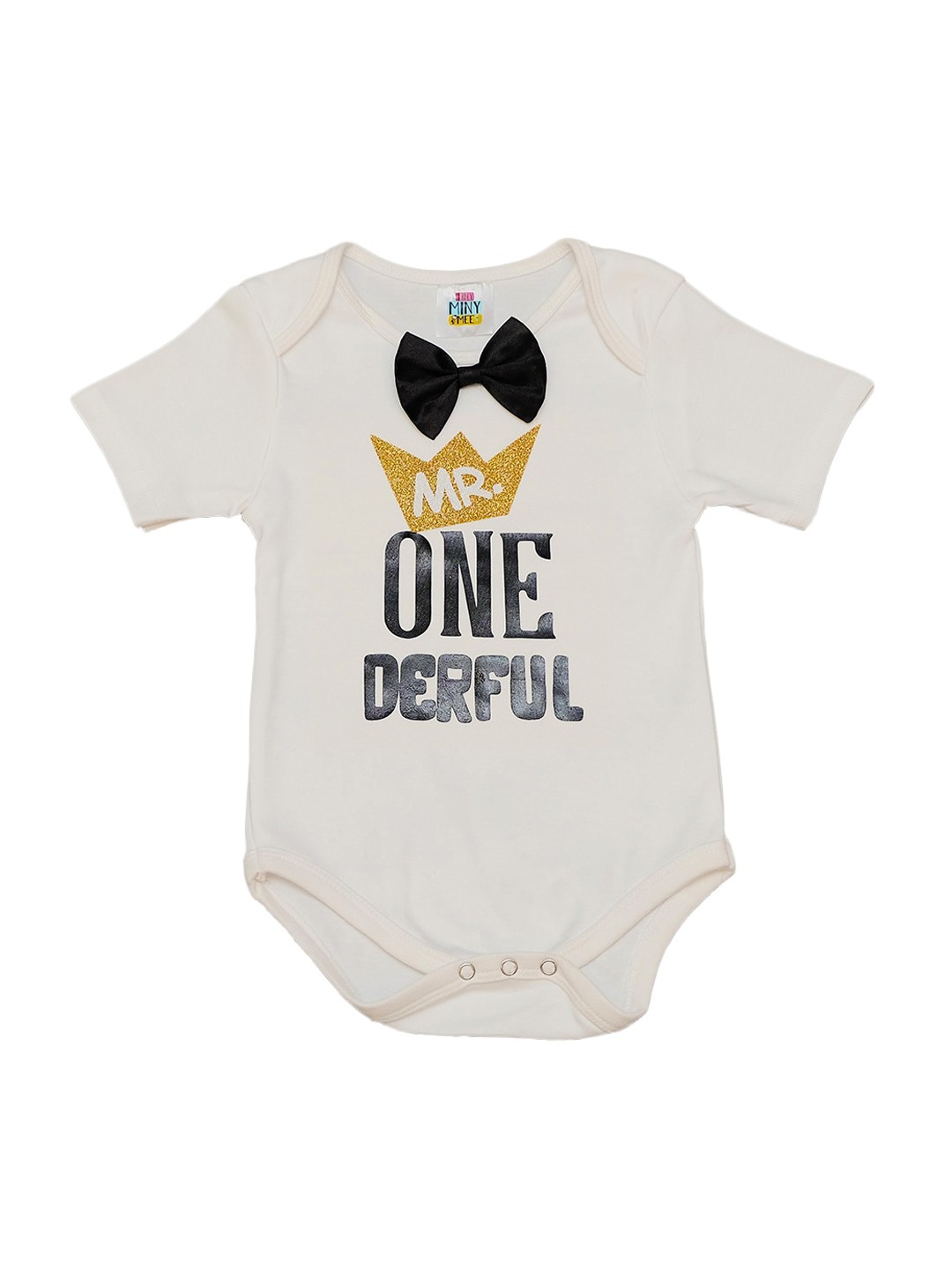 

TINY MINY ME Infant Boys Printed Cotton Bodysuit, White