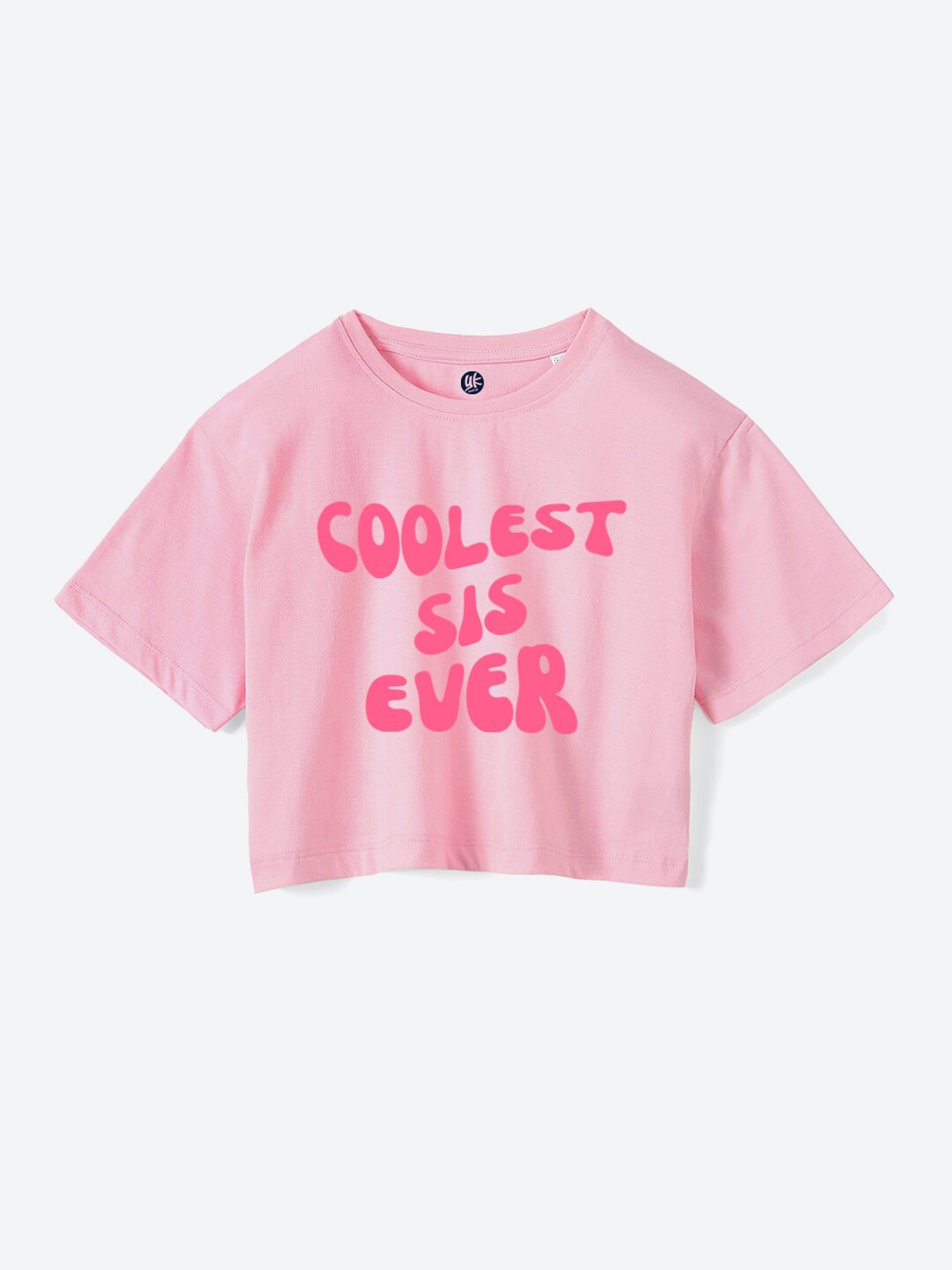 

YK Girls Typography Printed Round Neck Boxy Fit CottonT-Shirt, Pink