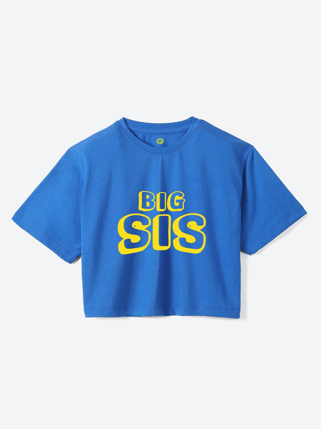 

YK Girls Typography Printed Round Neck Boxy Fit CottonT-Shirt, Blue