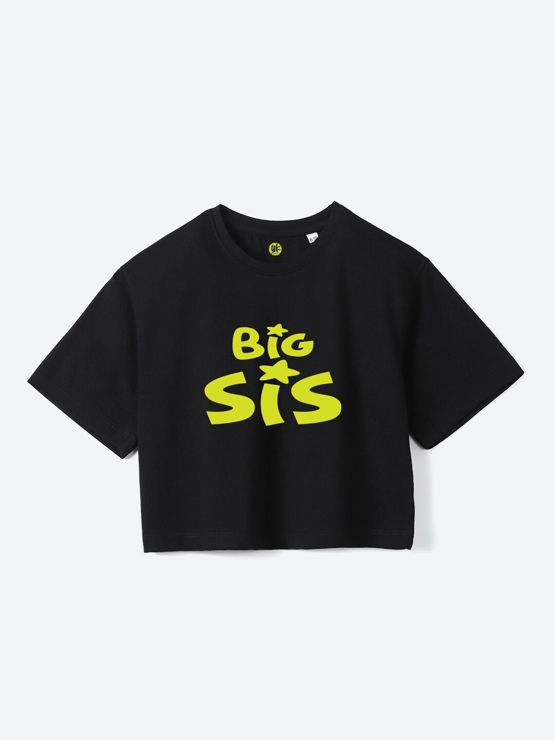

YK Girls Typography Printed Round Neck Boxy Fit CottonT-Shirt, Black