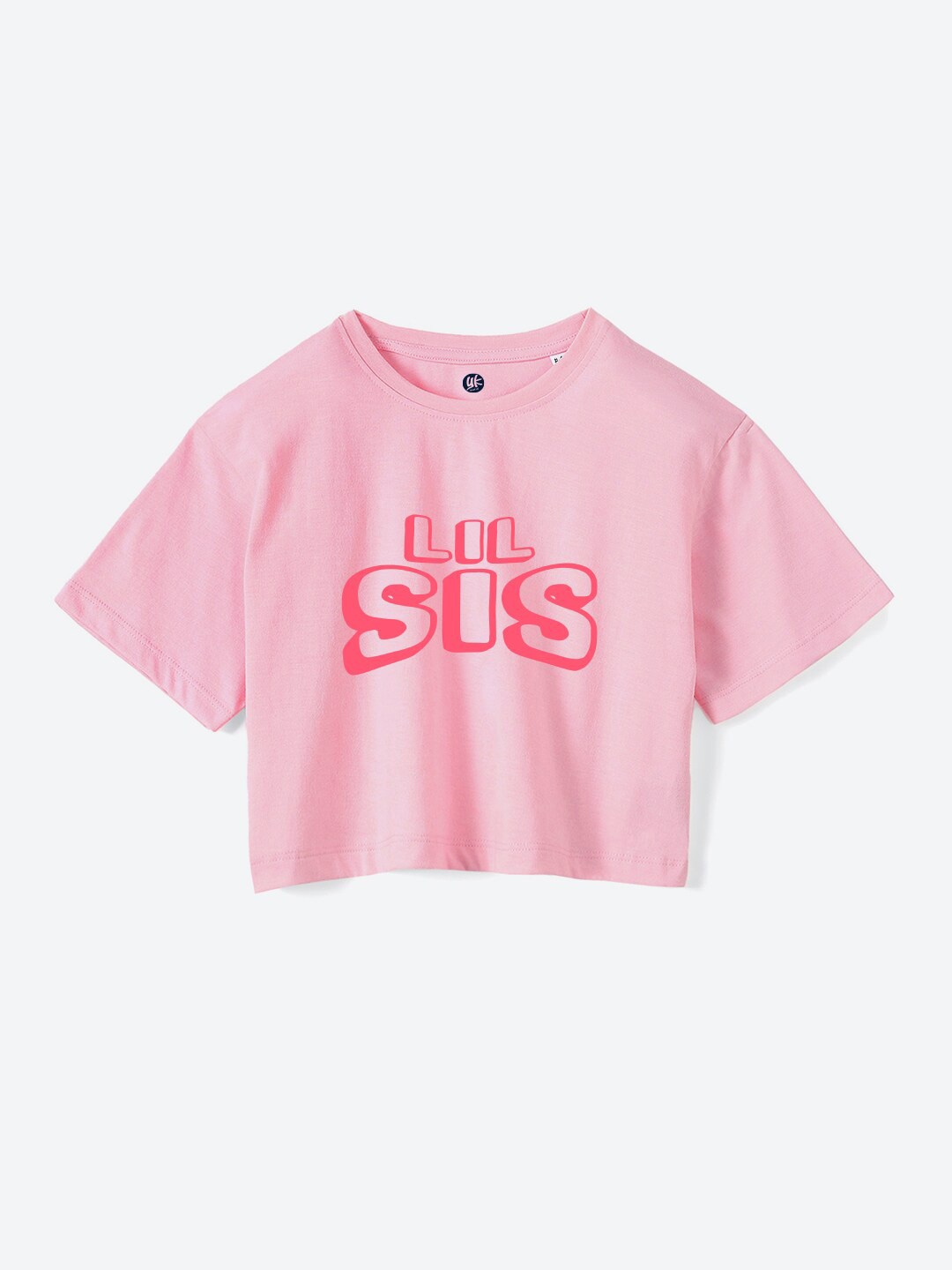 

YK Girls Typography Printed Round Neck Boxy Fit CottonT-Shirt, Pink