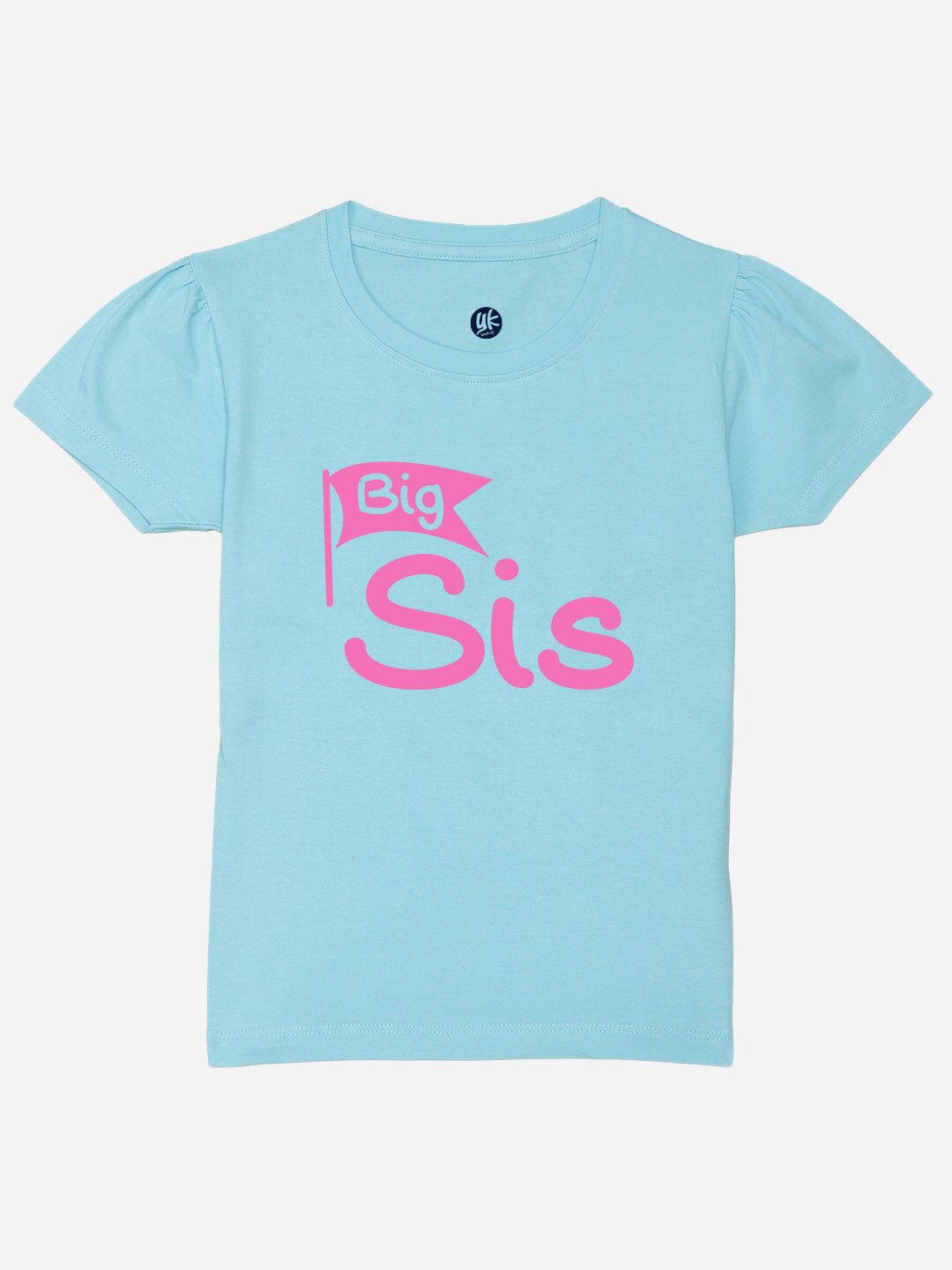 

YK Girls Typography Printed Pure Cotton Casual T-shirt, Blue