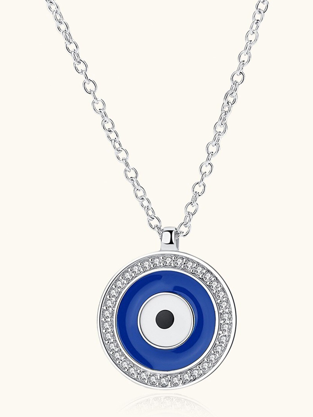 

MISS JO Silver Plated 92.5 Sterling Silver Sapphire Evil Eye Chain