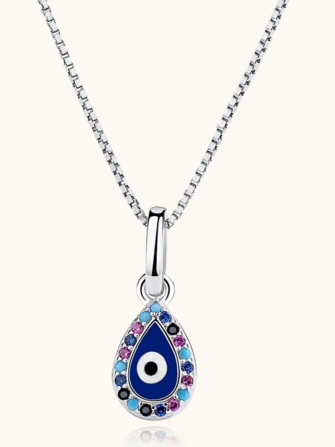 

MISS JO Silver Plated 92.5 Sterling Silver Divine Protection Evil Eye Chain