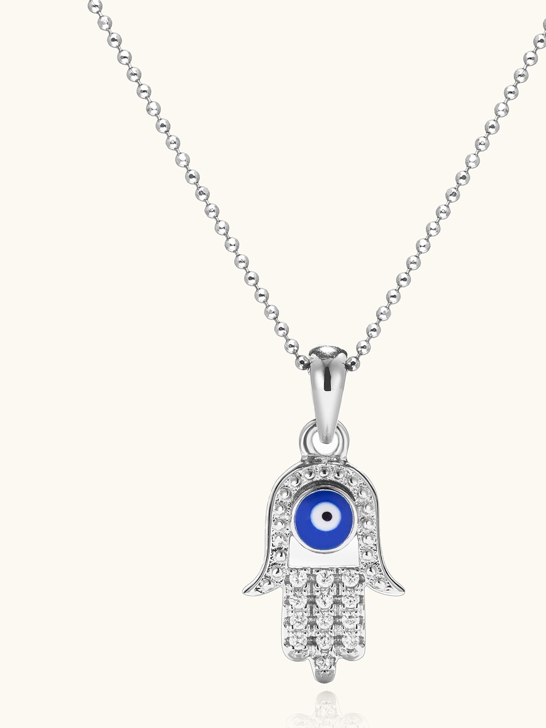 

MISS JO Silver Plated 92.5 Sterling Silver Sapphire Evil Eye Chain