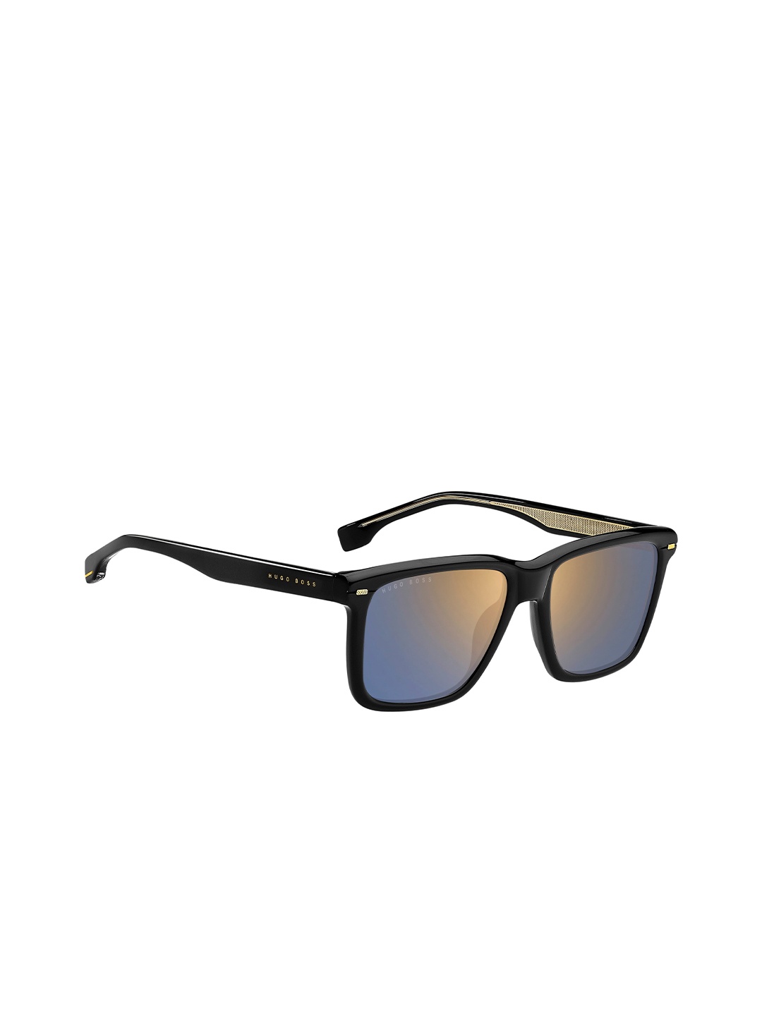 

HUGO Men Rectangle Sunglasses With UV Protected Lens 20434080755K1, Gold
