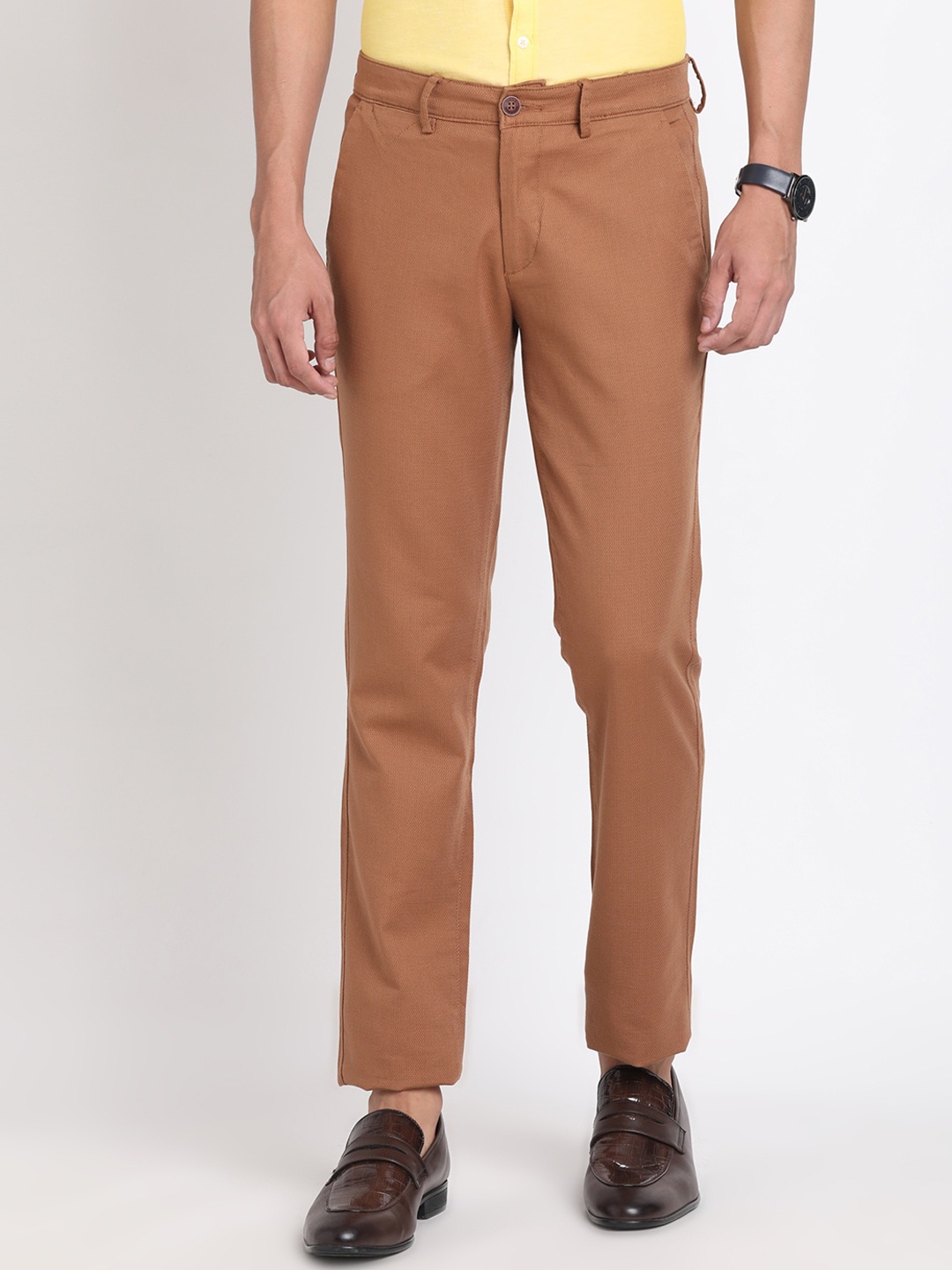 

Turtle Men Relaxed Skinny Fit Chinos Trousers, Rust