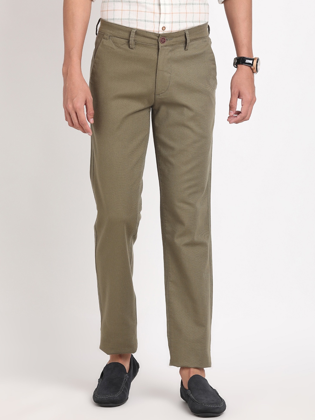 

Turtle Men Relaxed Skinny Fit Trousers, Olive