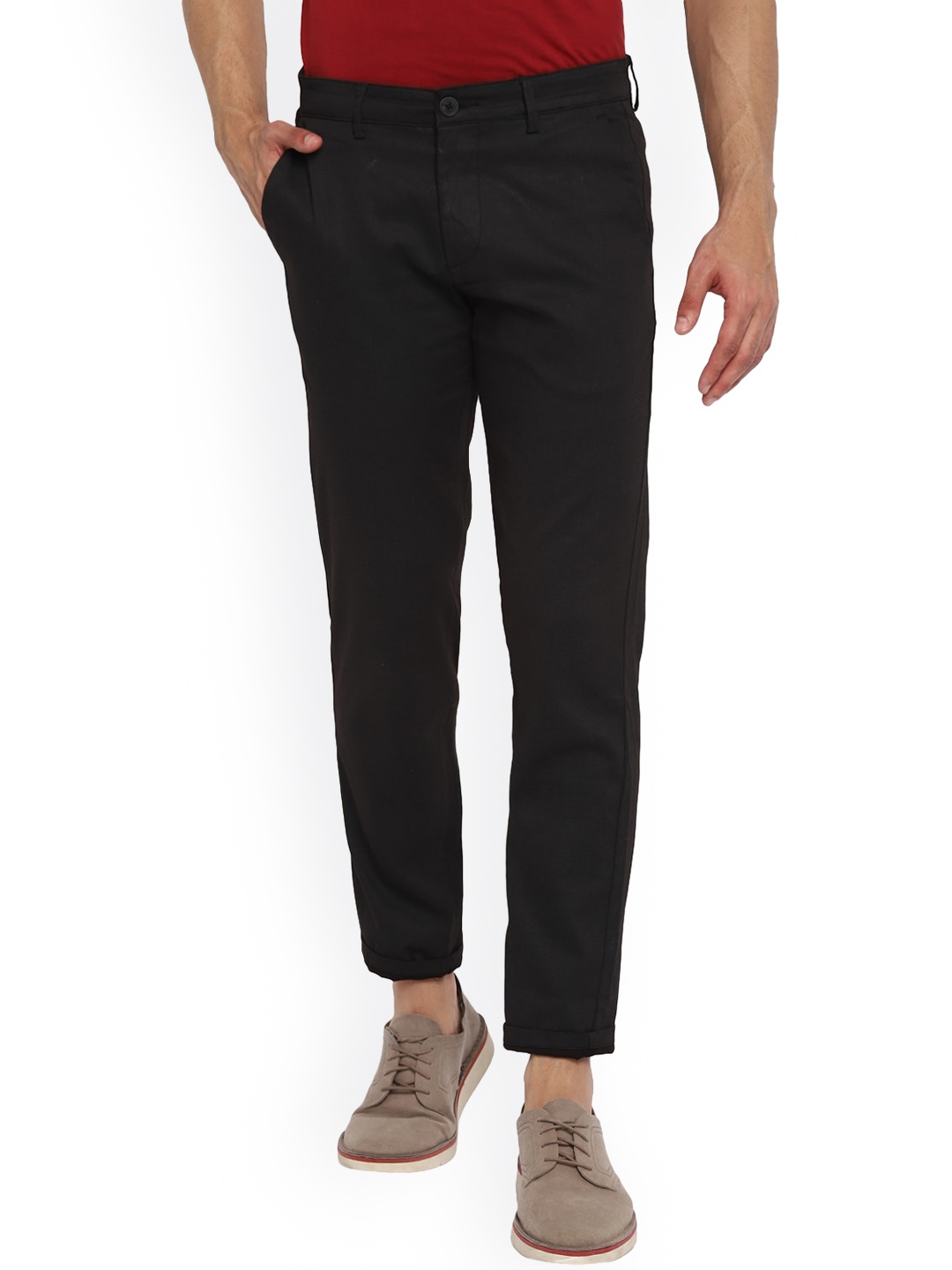 

Turtle Men Relaxed Skinny Fit Trousers, Black