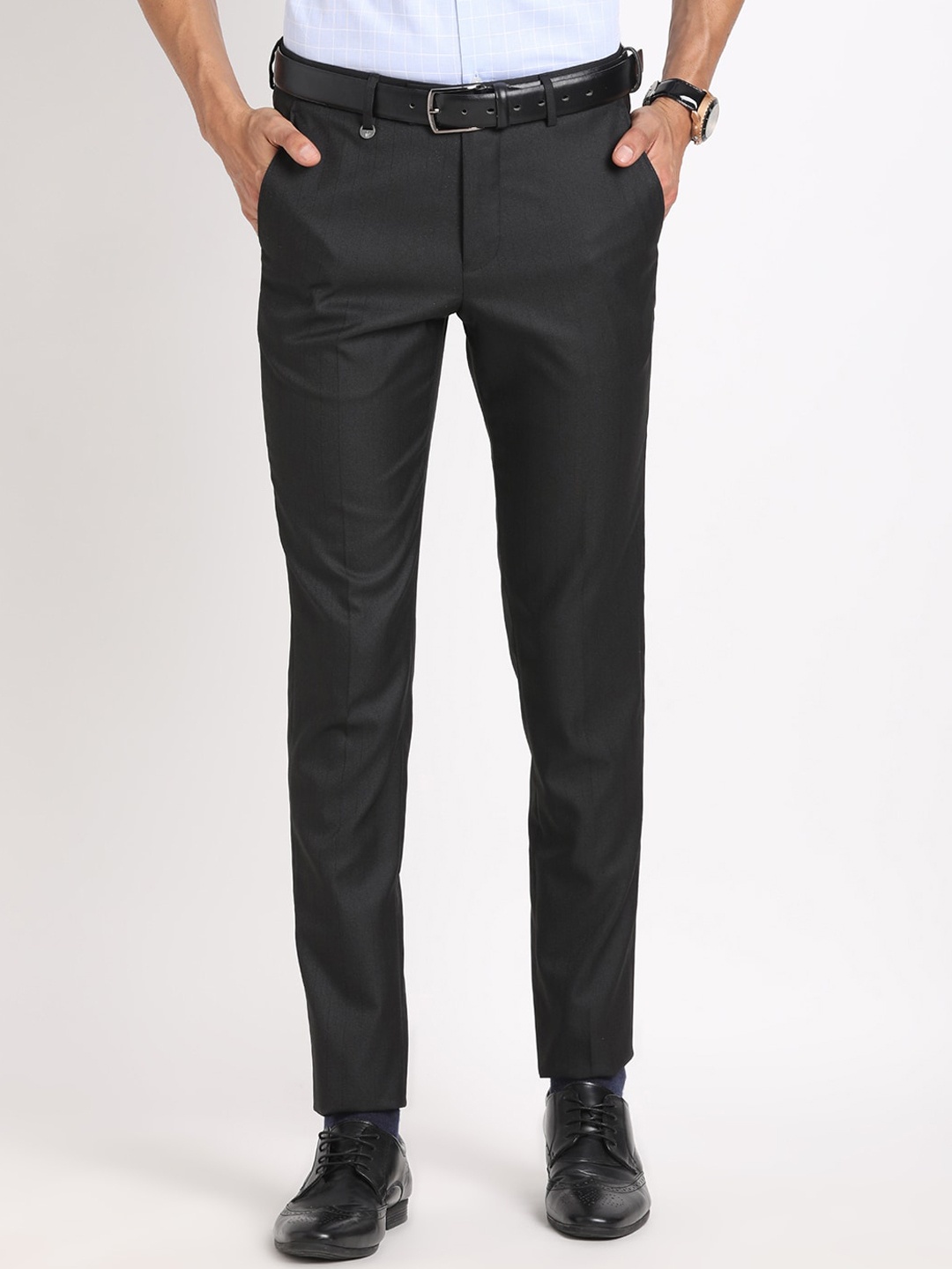 

Turtle Men Tailored Relaxed Skinny Fit Formal Trousers, Black