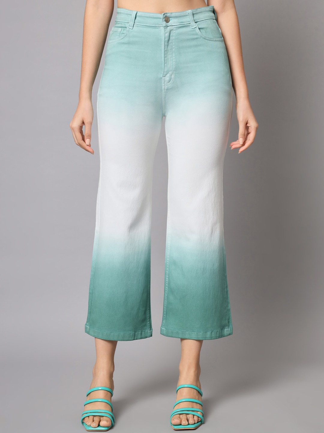 

BAESD Women High-Rise Bootcut Cotton Jeans, Green