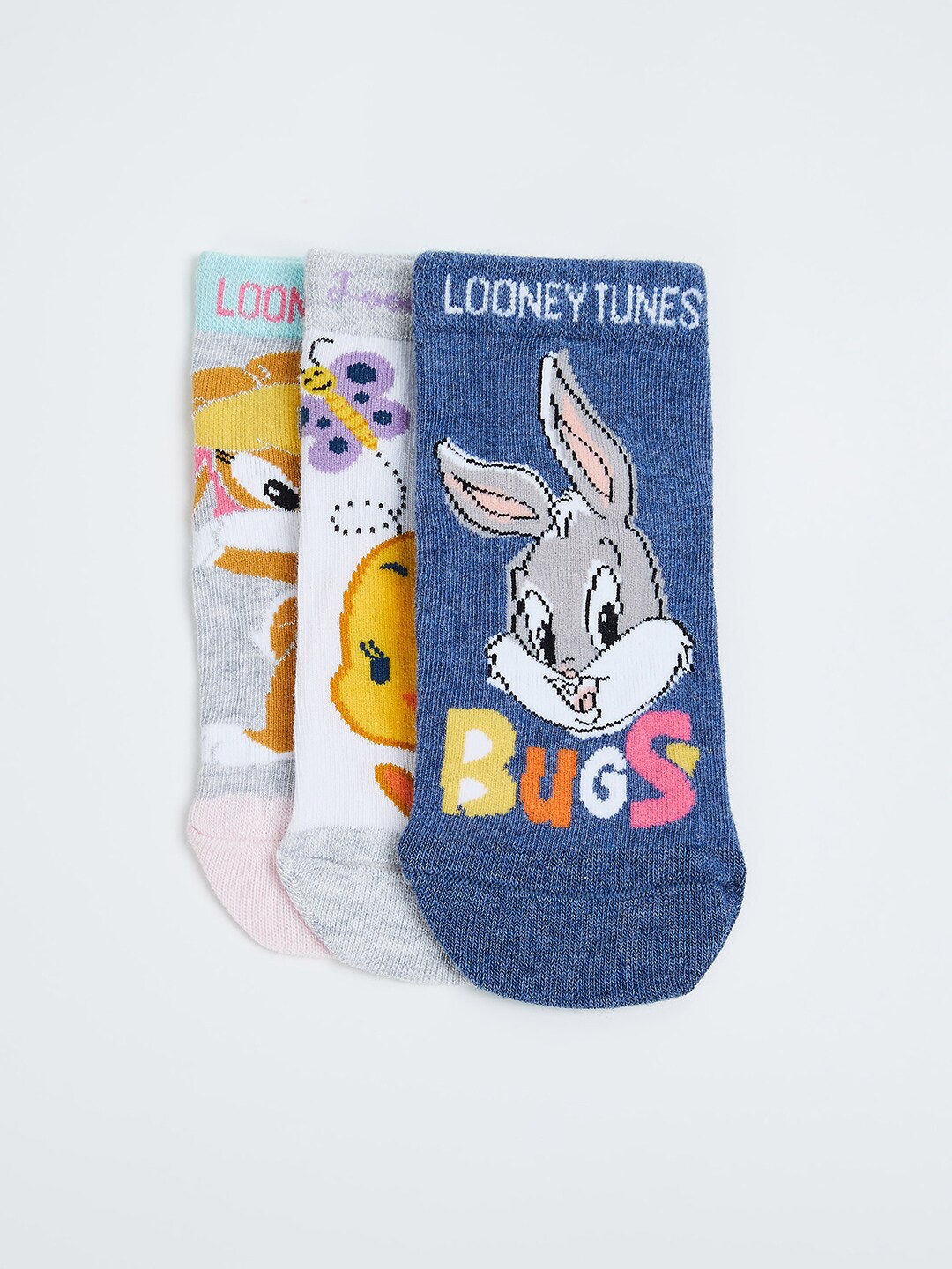 

max Girls Pack Of 3 Patterned Ankle Length Socks, Blue