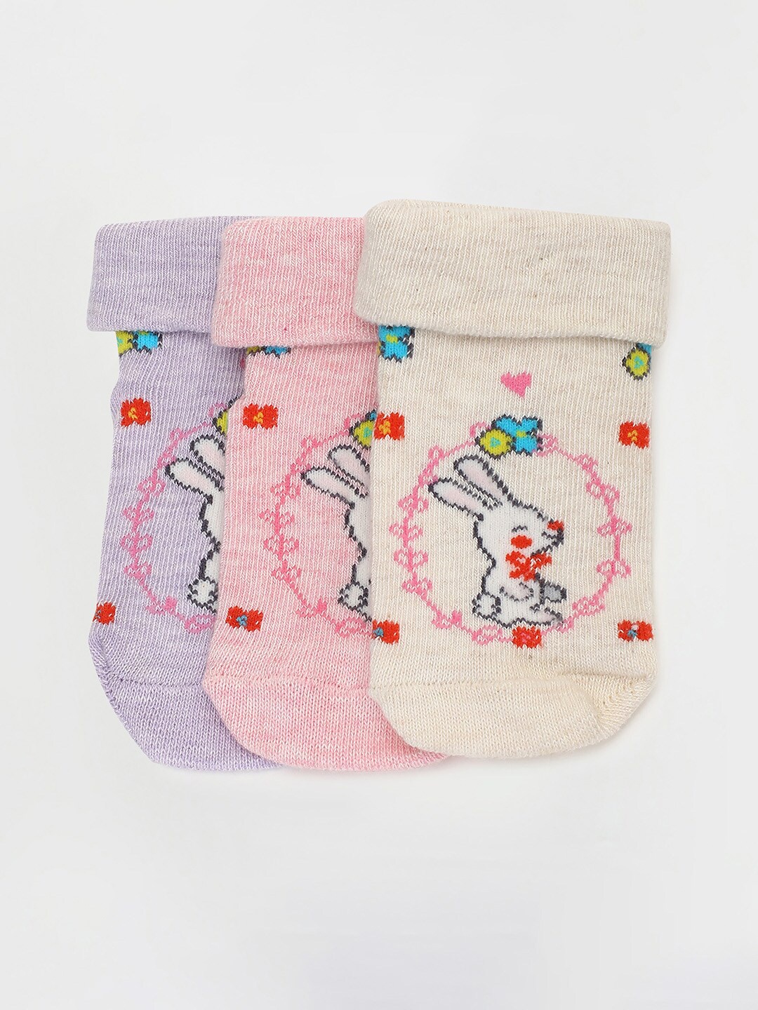 

max Girls Pack Of 3 Patterned Ankle Length Socks, Grey
