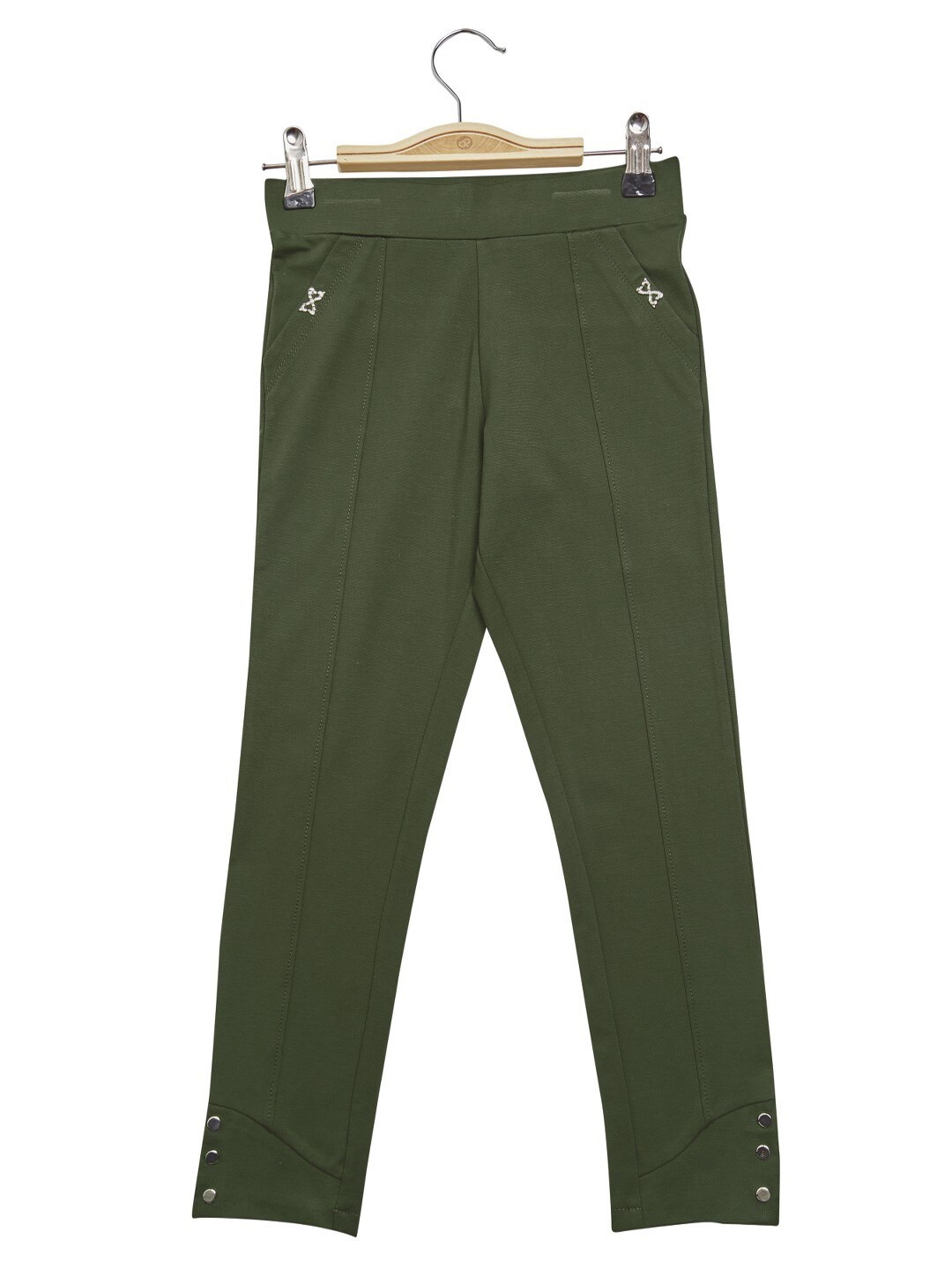 

Peppermint Girls Skinny Fit Woven Jeggings, Olive