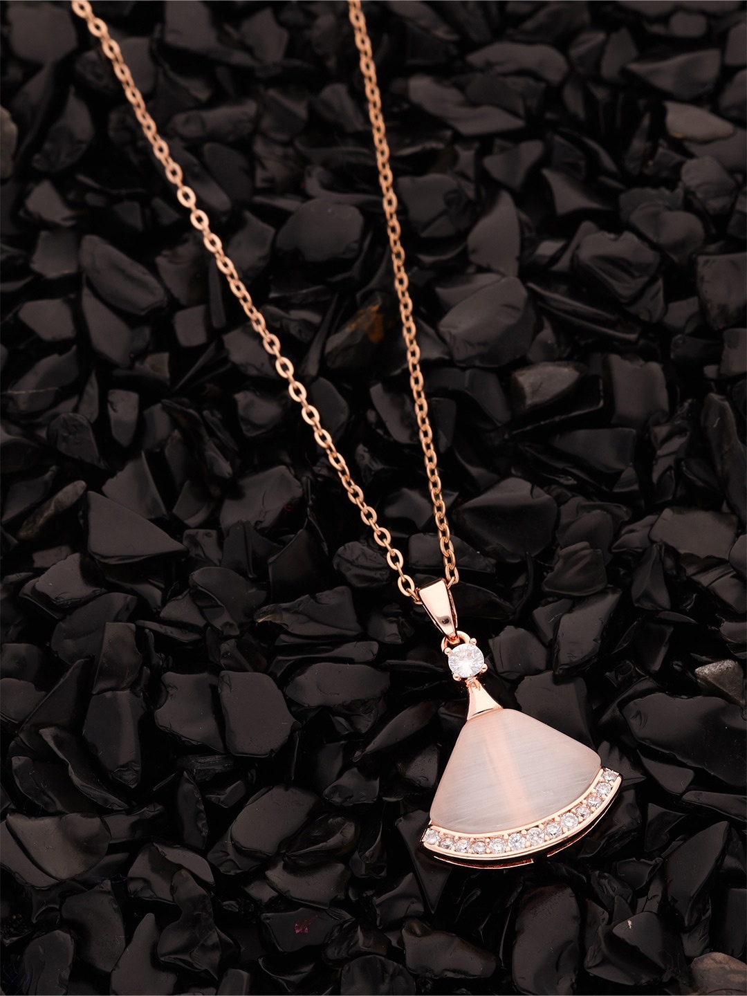 

Brado Jewellery Rose Gold-Plated Cubic Zirconia- Studded Necklace