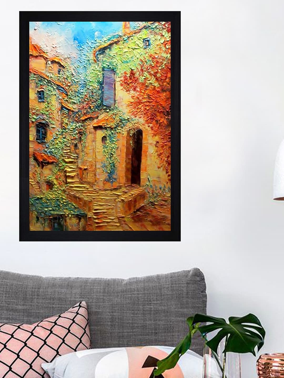 

Gallery99 Orange-color & Green Abstract Framed Wall Art