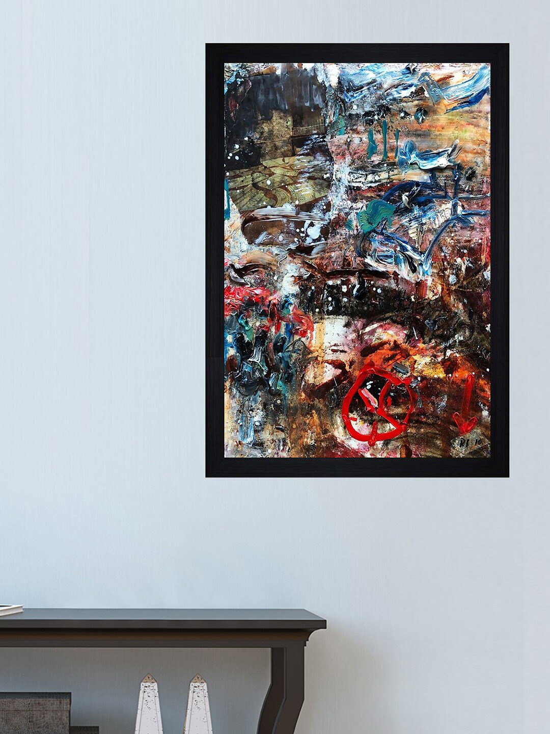 

Gallery99 Blue & Maroon Abstract Framed Wall Art, Beige